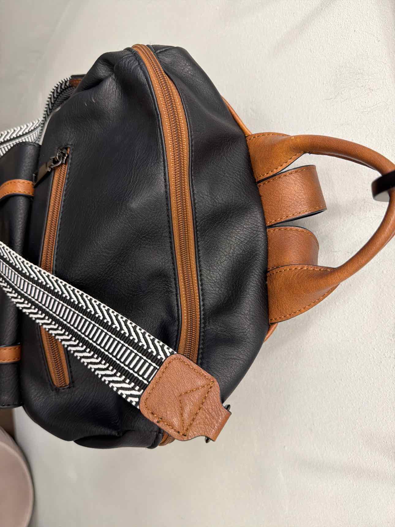 Cluci Faux Leather Backpack with Shoulder Strap Large Black Brown