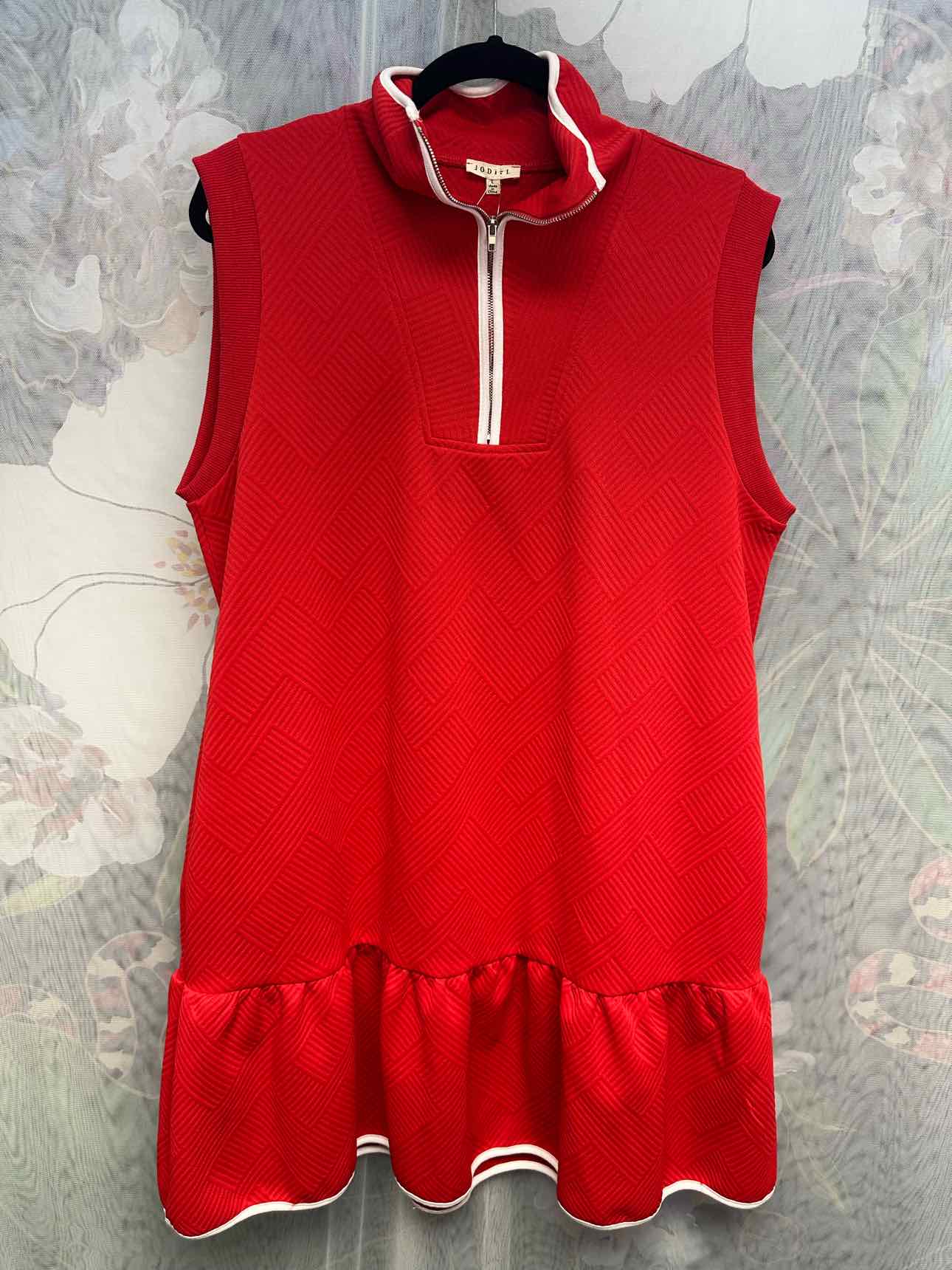 Jodifl NEW NWT Postiano Crush Textured Mini Size Large Red Dress