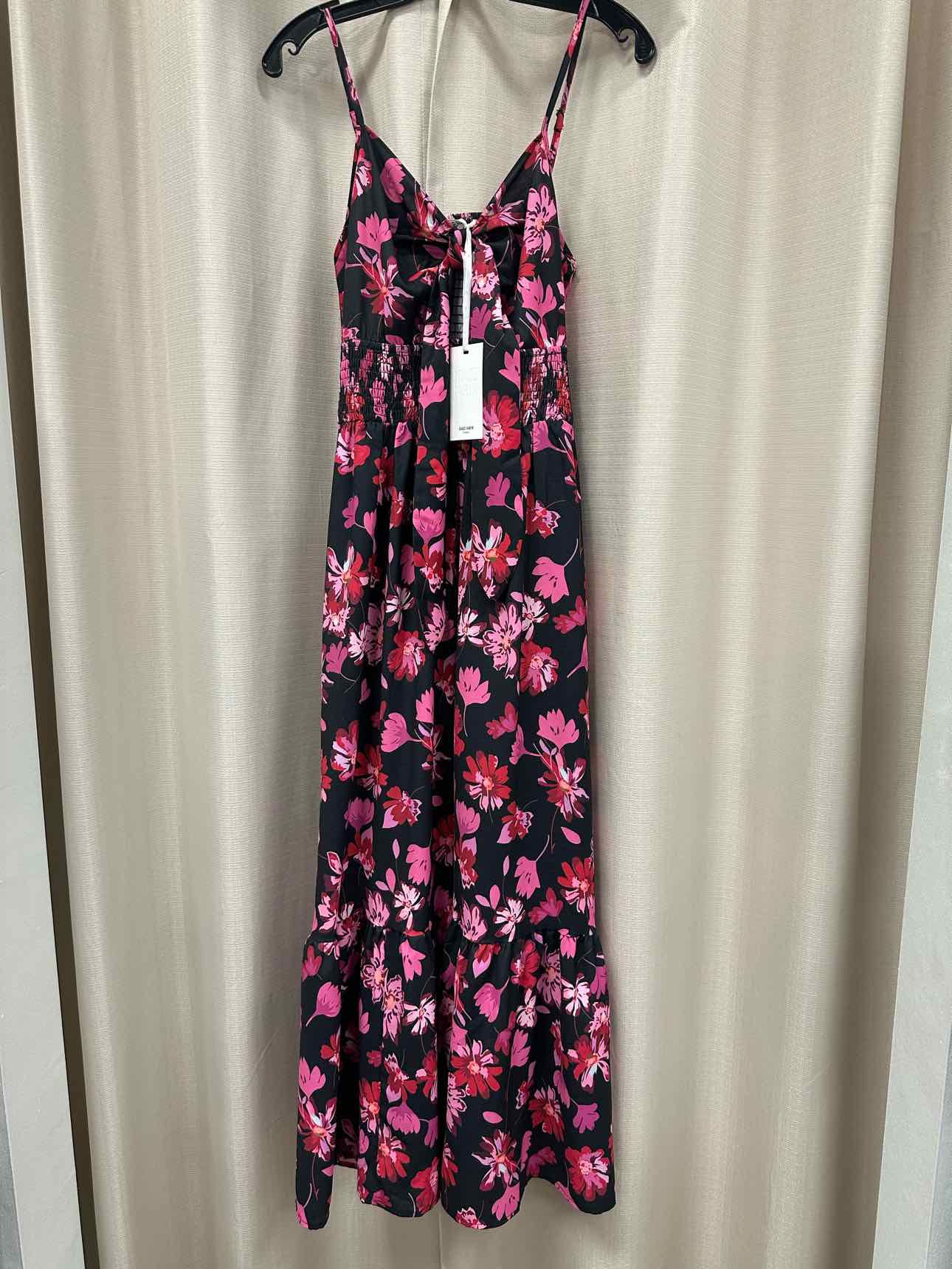 GRACE KARIN NEW NWT Floral Print Keyhole Maxi Size Large Pink/Black Dress
