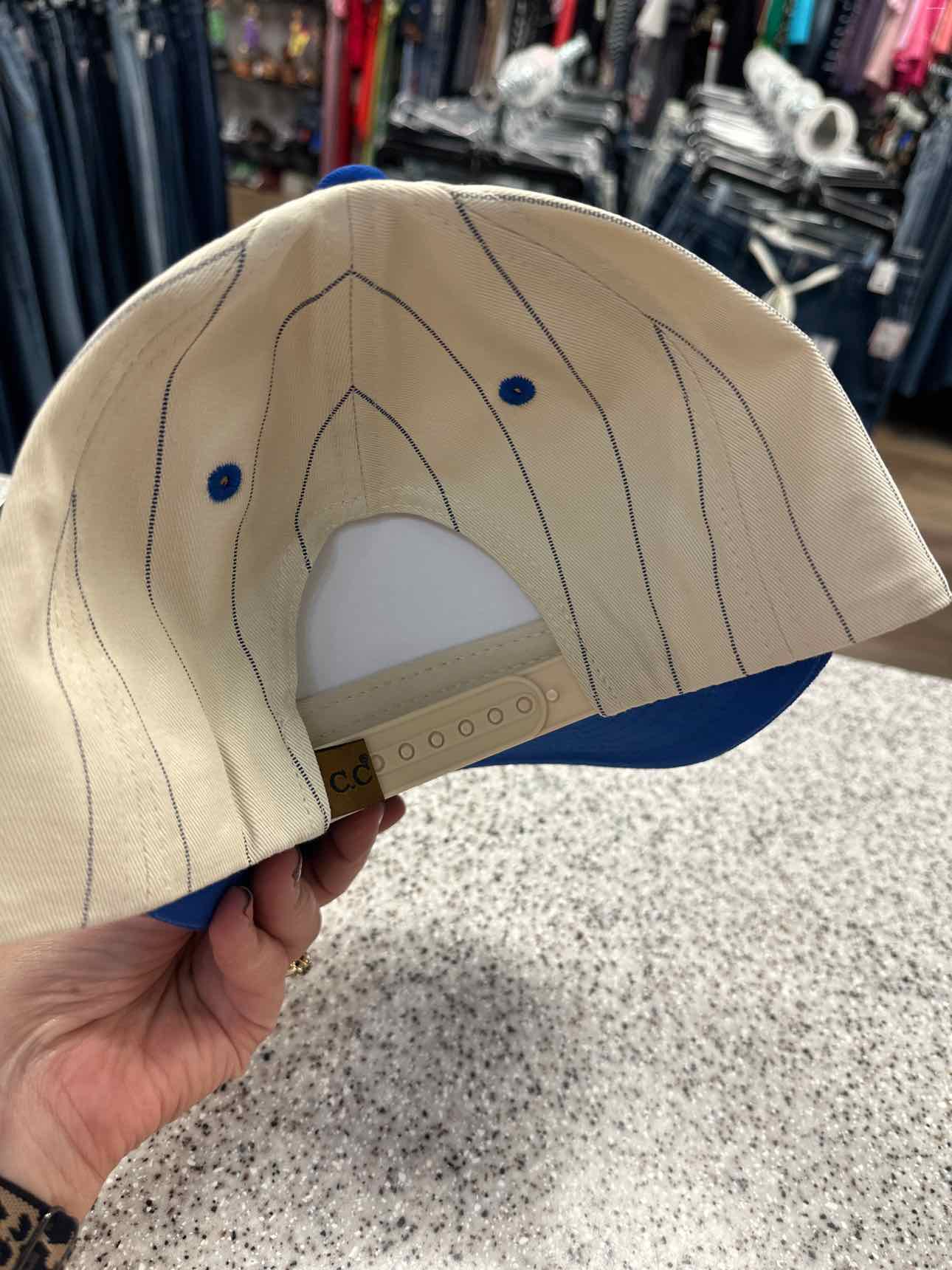 Pin Stripe Canvas Embroidered "Grand Slam" Baseball Cap Hat
