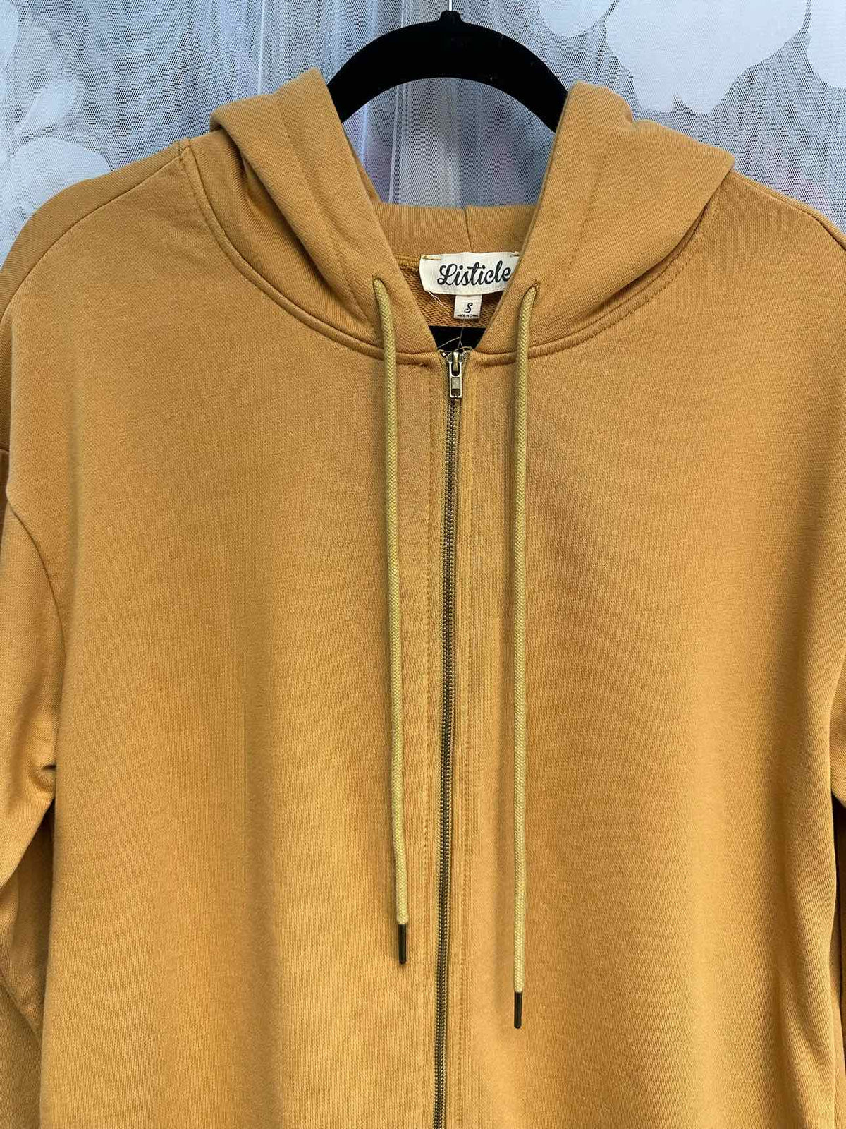 Listicle Double Zip Up Duster Size Small Mustard Hoodie Sweat Shirt