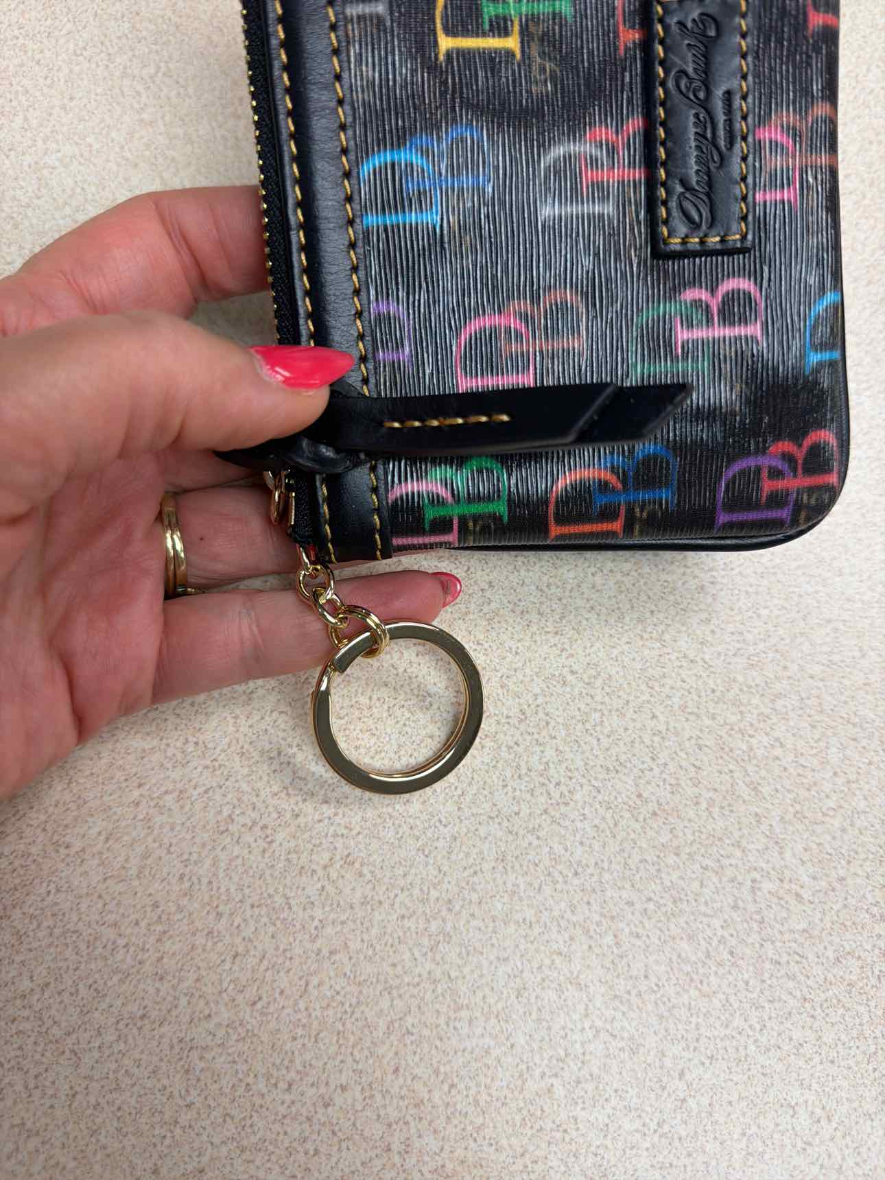 Dooney and Bourke Retro 1975 Multicolor DB Mini Wristlet Coin Black Wallet