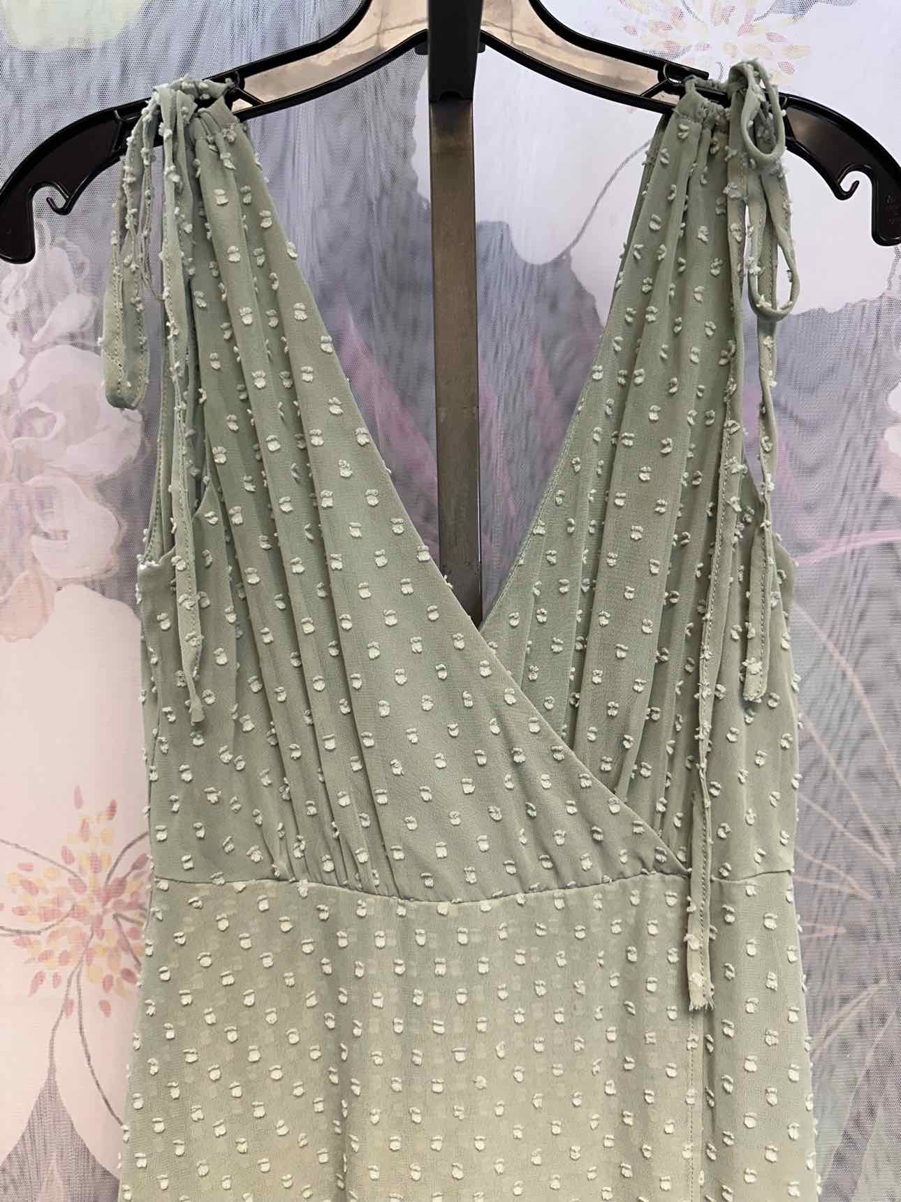 Lulus Size Small Sage Formal Swiss Dot Sleeveless Long Dress