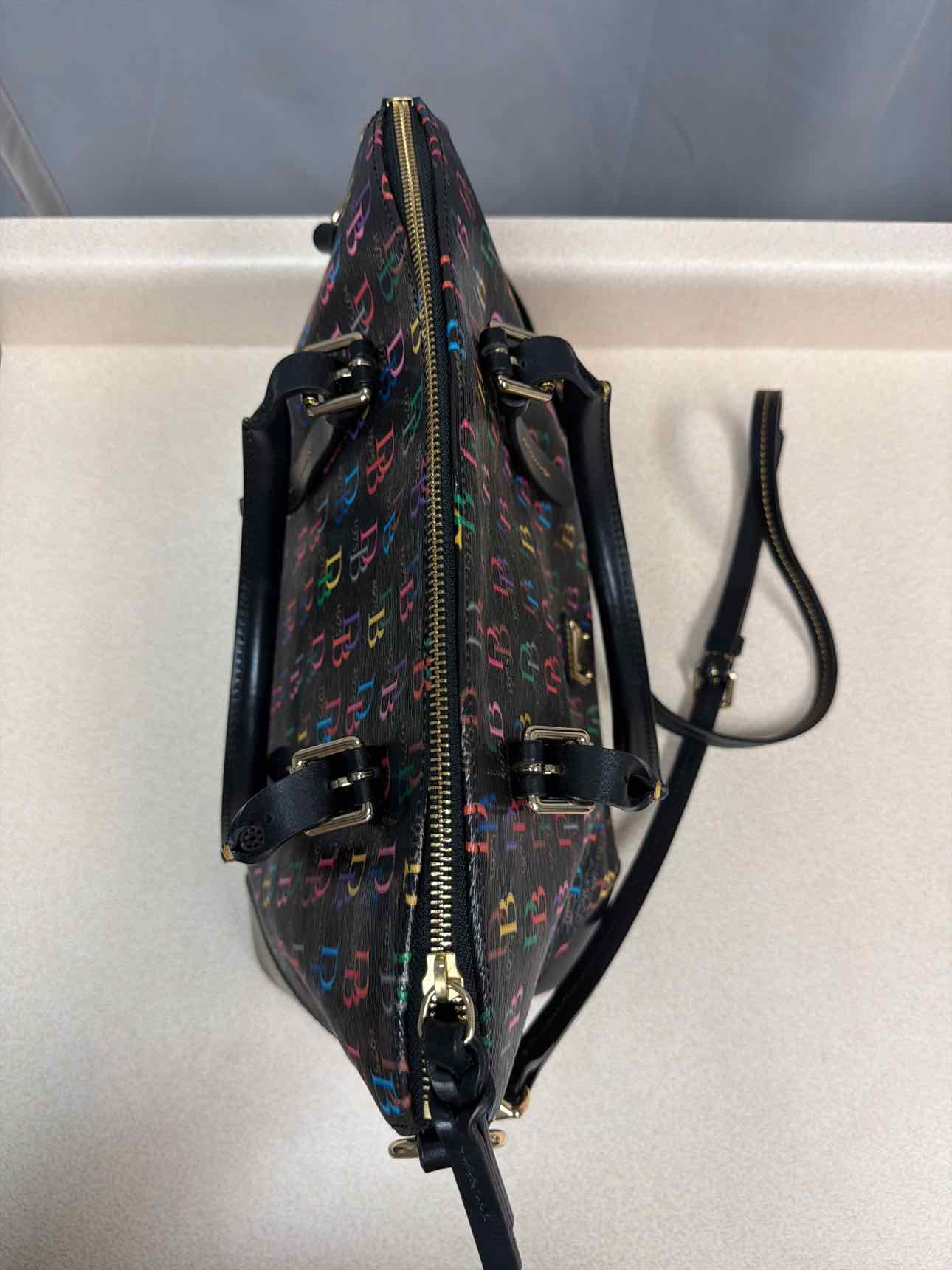 Dooney and Bourke Large Multi Color Domed Satchel DB Logo Handbags