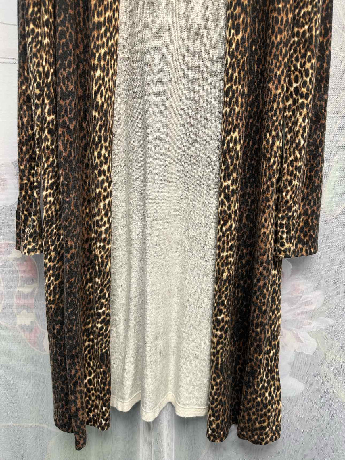 Chico's NEW NWT Speckled Animal Layla Duster Size 1 Brown Cardigan