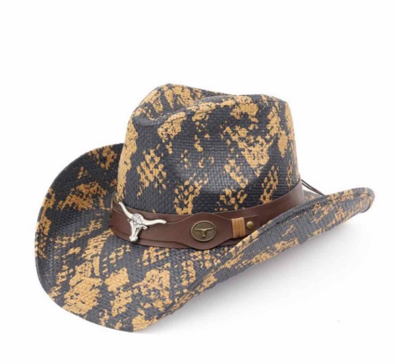 Snakeskin Print Cowboy Cowgirl Hat