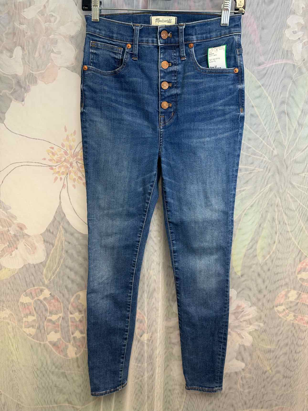 Madewell 11" High Rise Skinny Button Fly Size 27 Denim Jeans