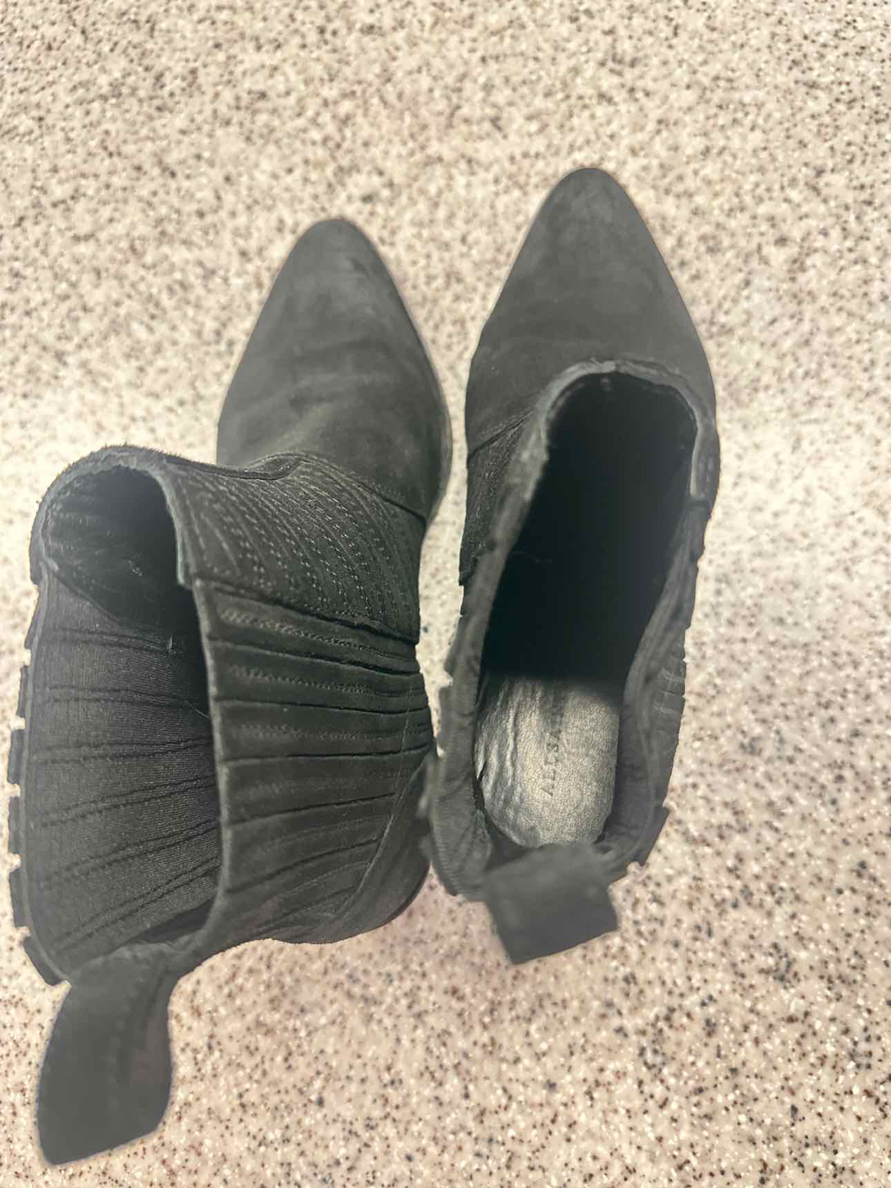 AllSaints Size 37 Black Fion Chelsea Suede Leather Pointed Toe Boots