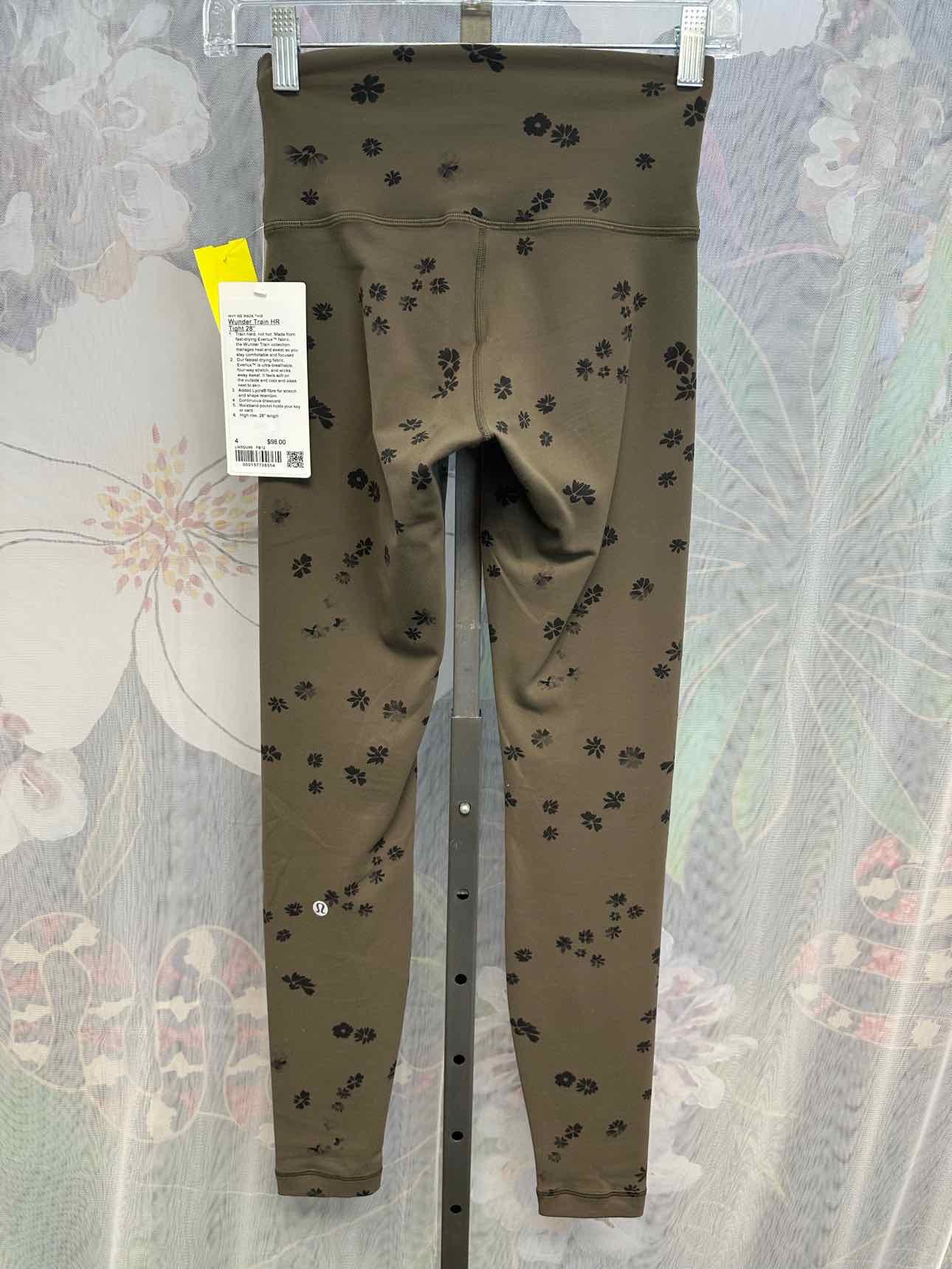 Lululemon Size 4  NWT Wunder Train HR Floral Print High Rise Olive Legging NEW