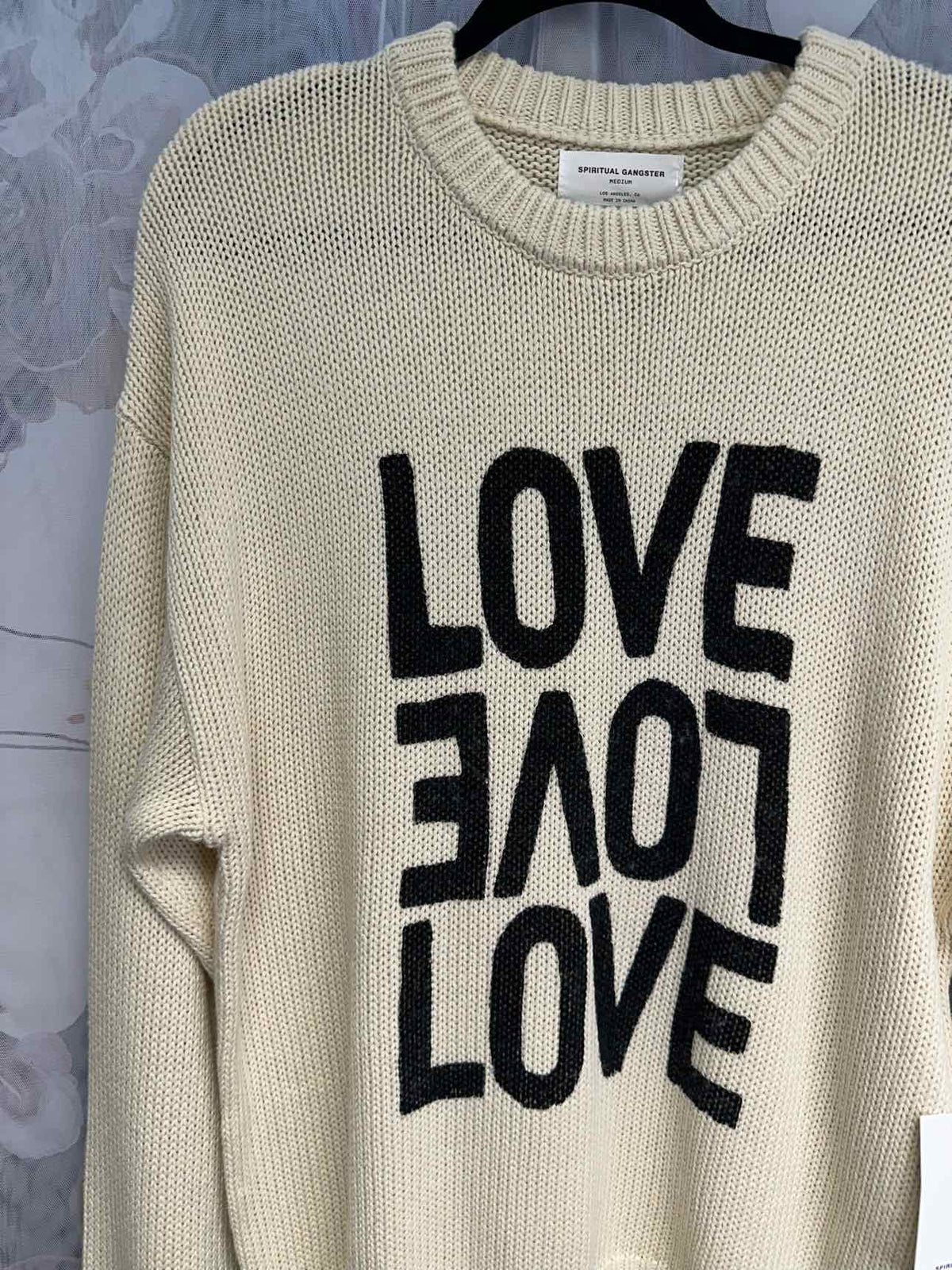 Spiritual Gangster NEW NWT Love Mantra Heavy Crewneck Size Medium Tan Sweater