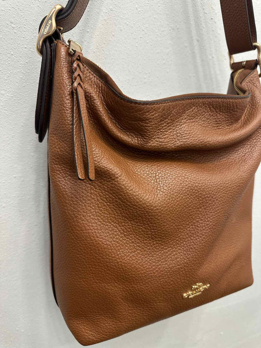 Coach Caramel Brown Val Duffle Pebbled Leather Shoulder Bag Handbags
