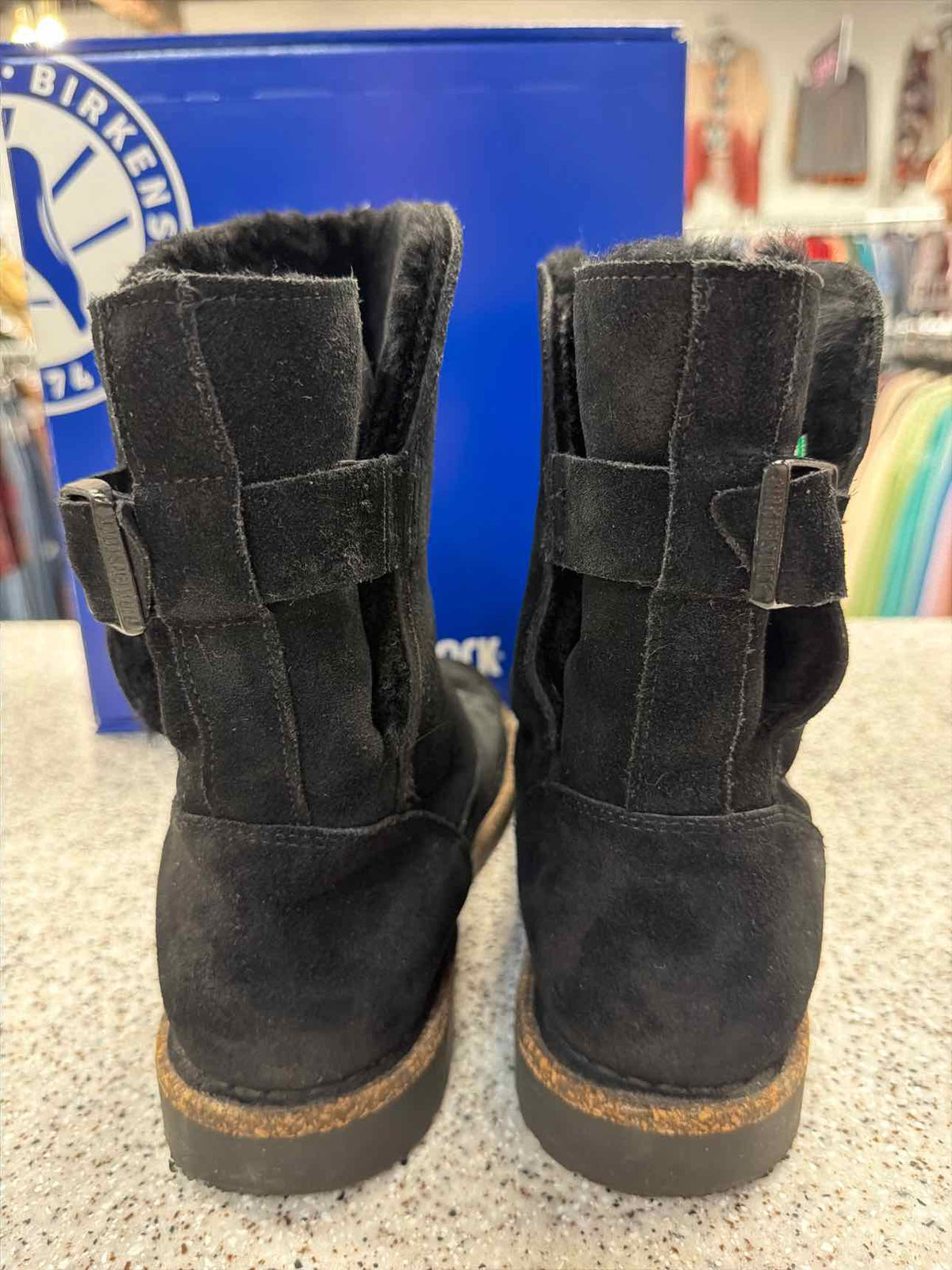 Birkenstock Uppsala Shearling Black Suede Leather Boots Size 8