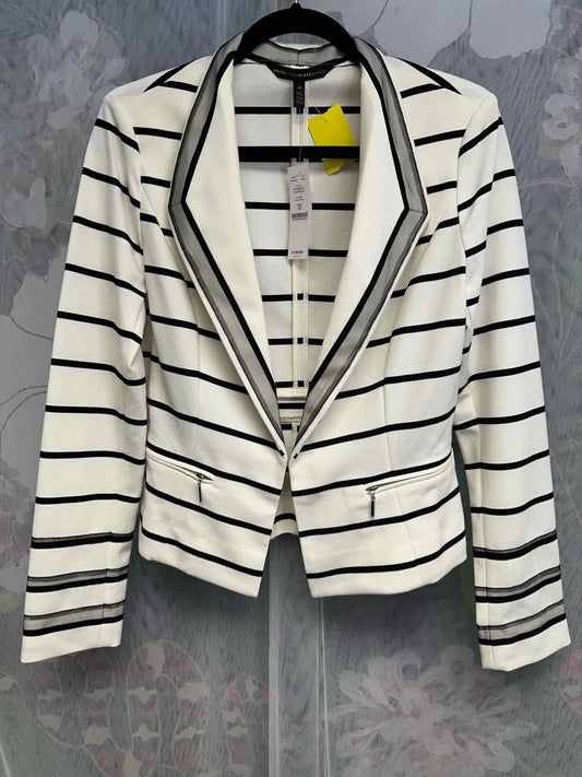 WHBM NEW NWT Striped Long Sleeve Blazer Size 10 White/Black Jacket