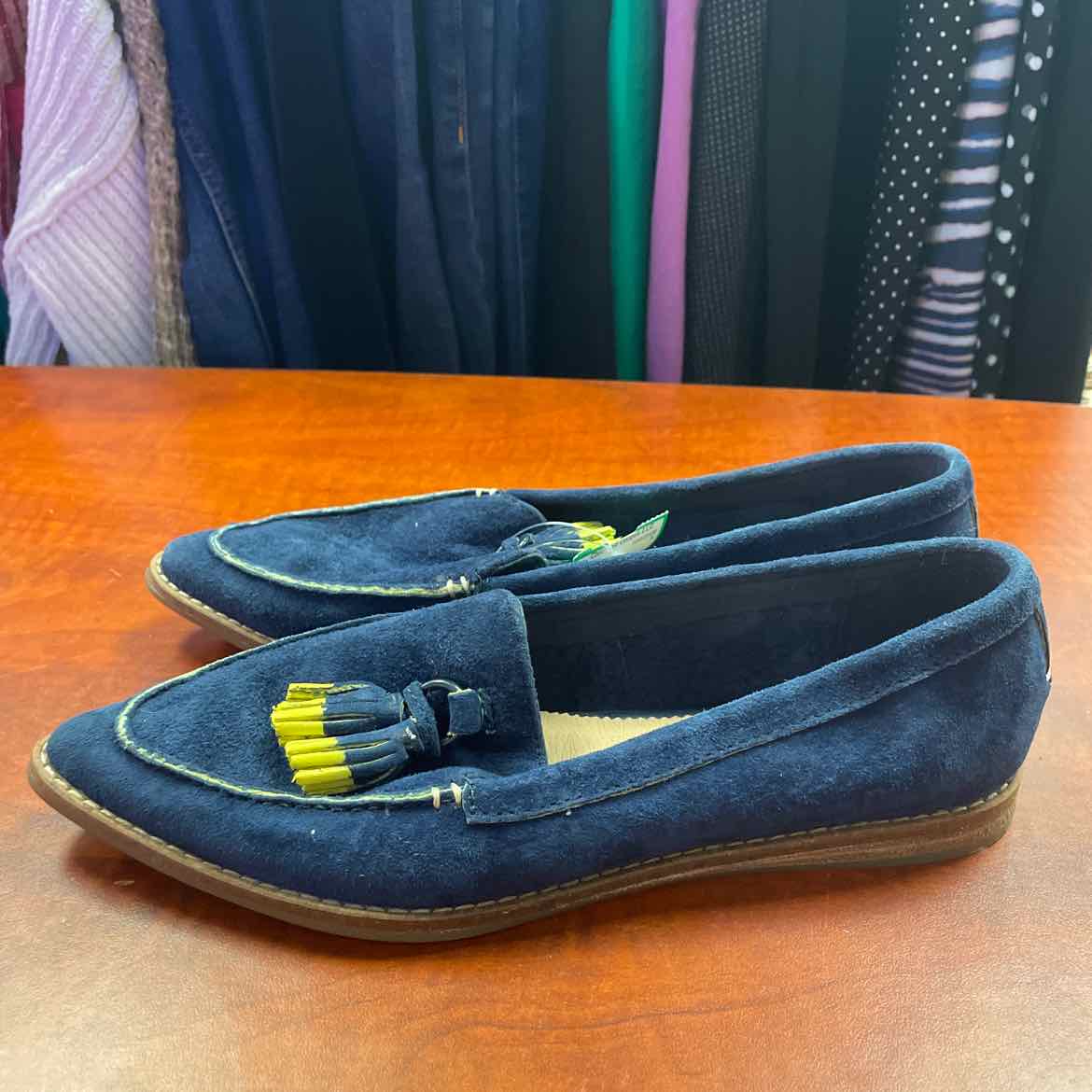 Sperry Saybrook Painted Tassel Loafers Navy Blue Suede Size 6