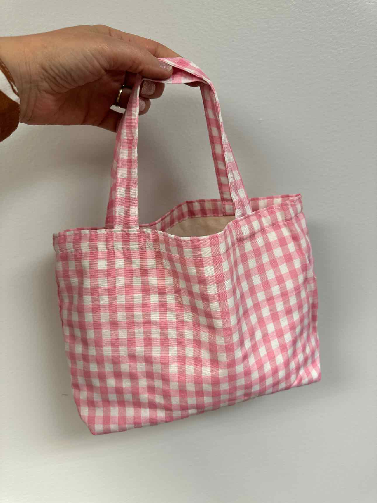Cotton Tote Bag in Gingham Print