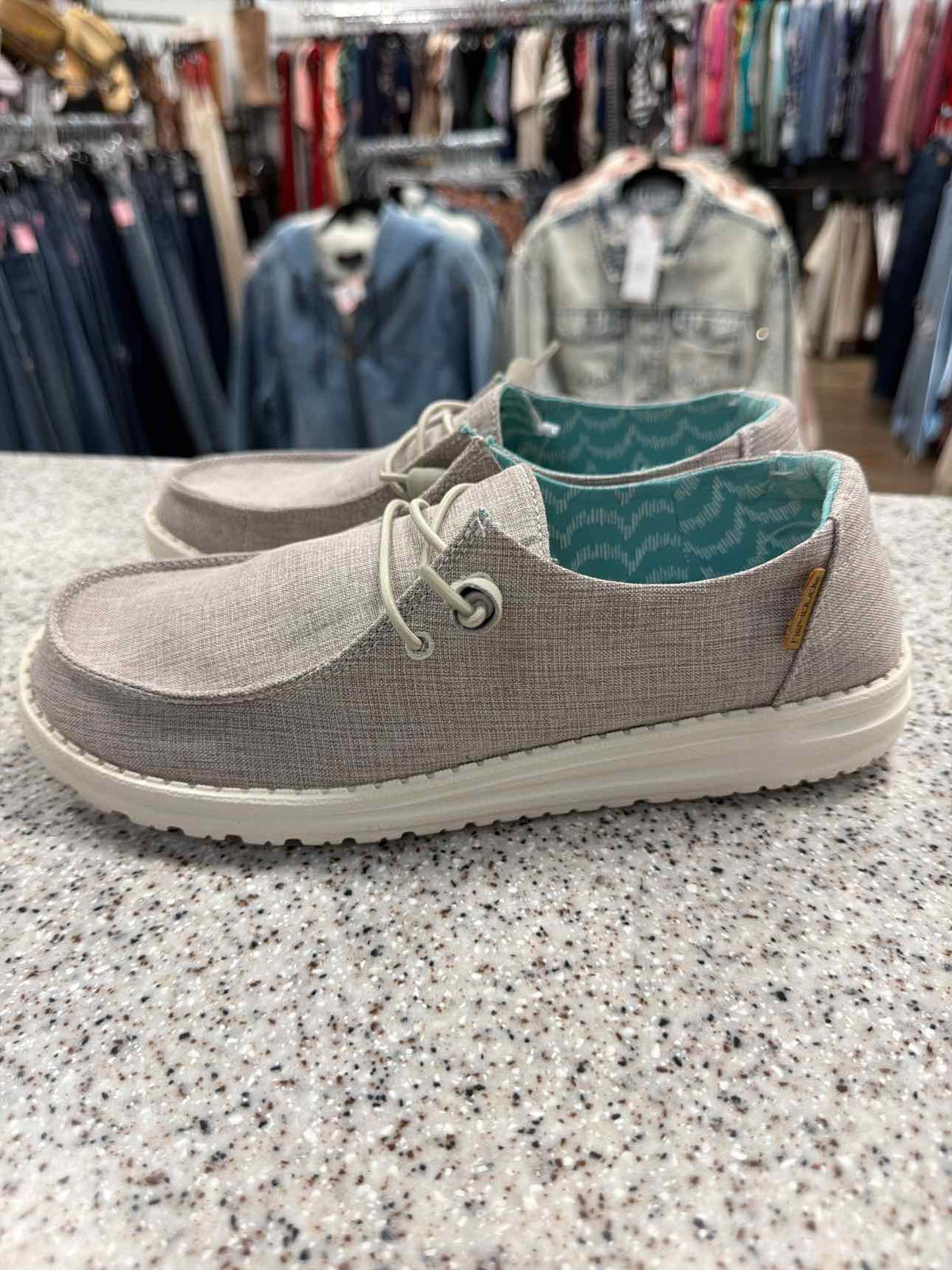 Hey Dude Women's Wendy Chambray Gray Slip-On Loafers Size 9