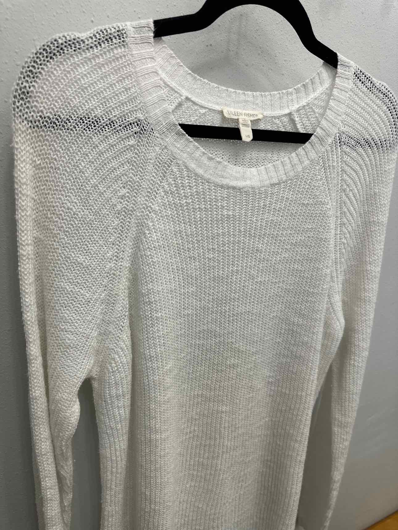 Eileen Fisher Size Large White Sweatr Long Sleeve Dress