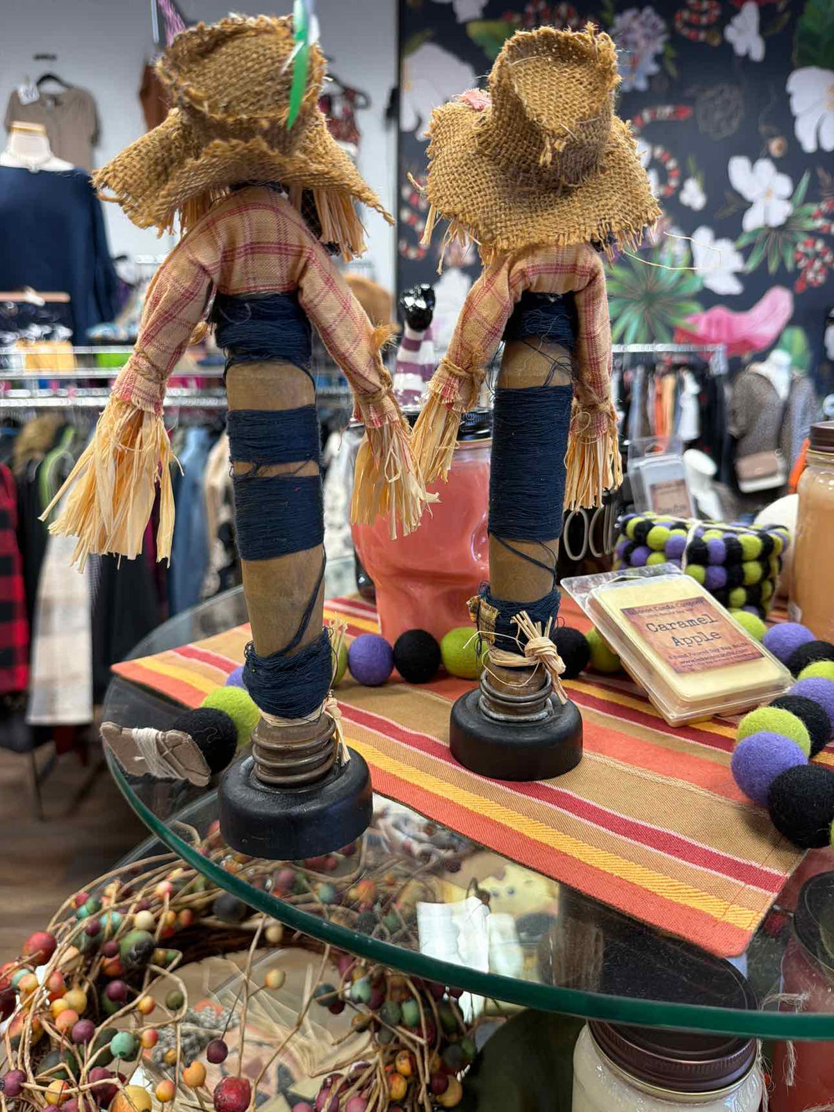 Set of Two Vintage Bobbin Fall Harvest Scarecrows Household