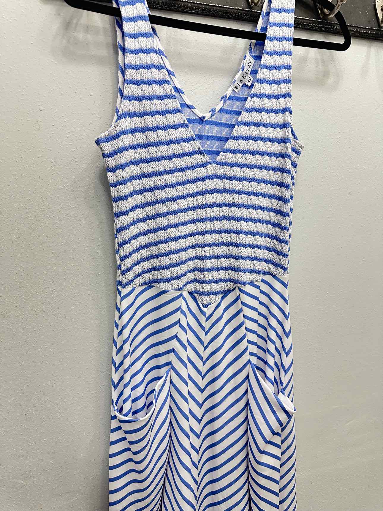 Blakeley Luciana Stripe Maxi Sleeveless Dress with Pockets