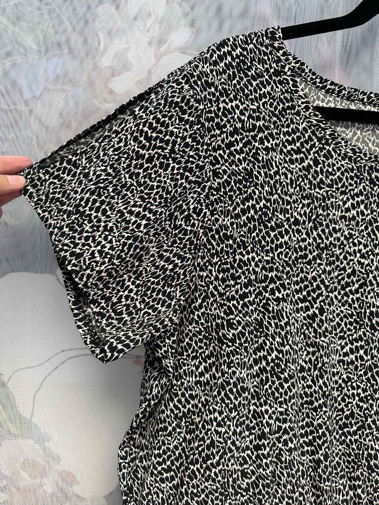 Talbots NEW NWT Animal Print Short Sleeve Drawstring Size 1X Black/white Dress