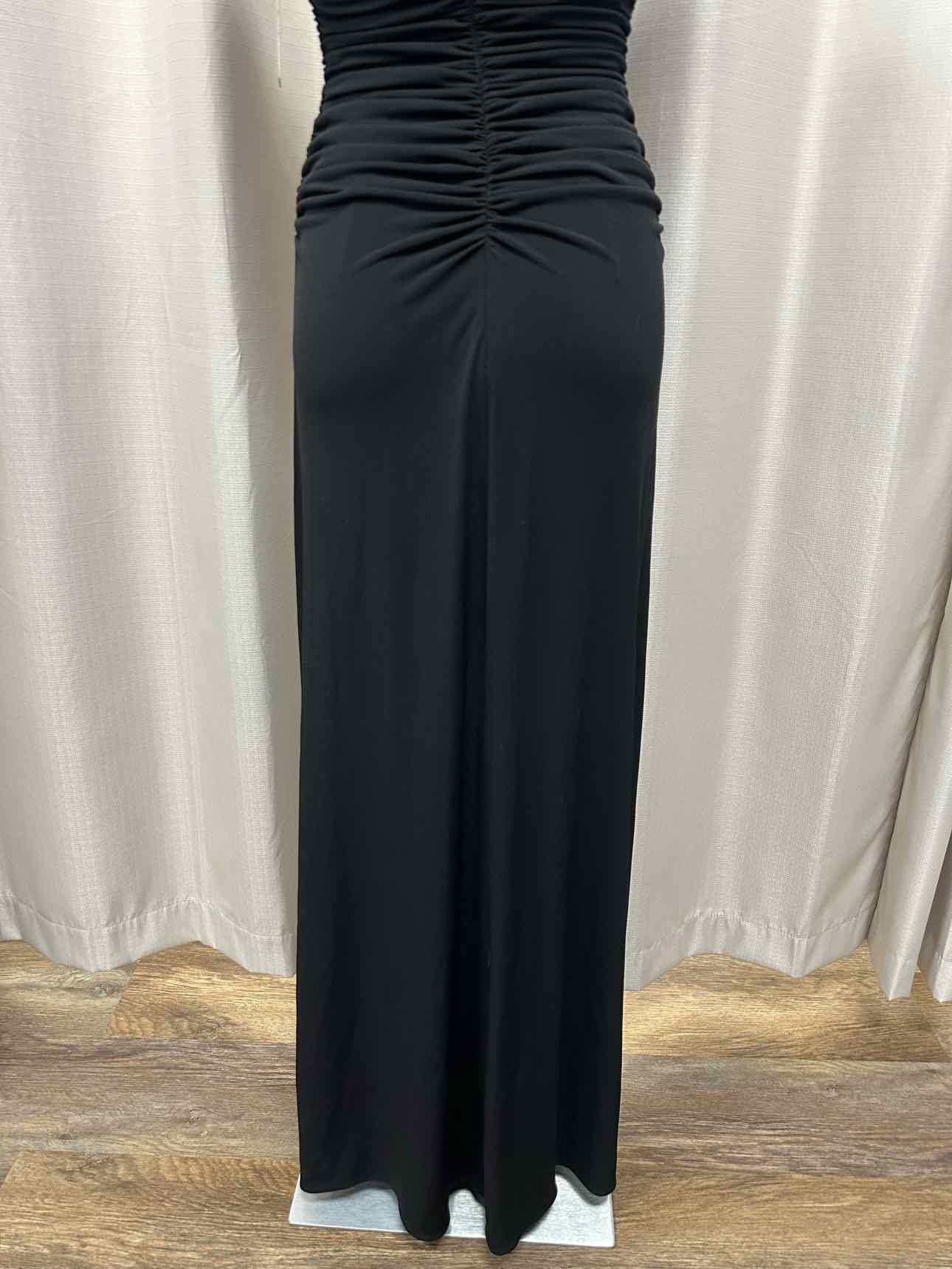 Laundry NEW NWT Ruched Bodycon Floor Length Maxi Gown Size 8 Black Dress