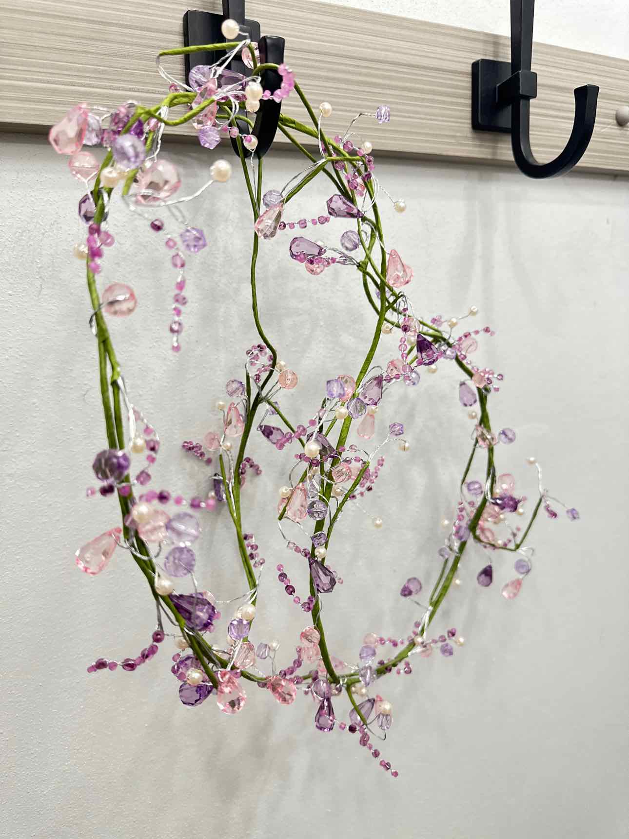 Partylite Lavendar Acrylic Crystal Beaded Dew Drop Wire Candle 60" Garland