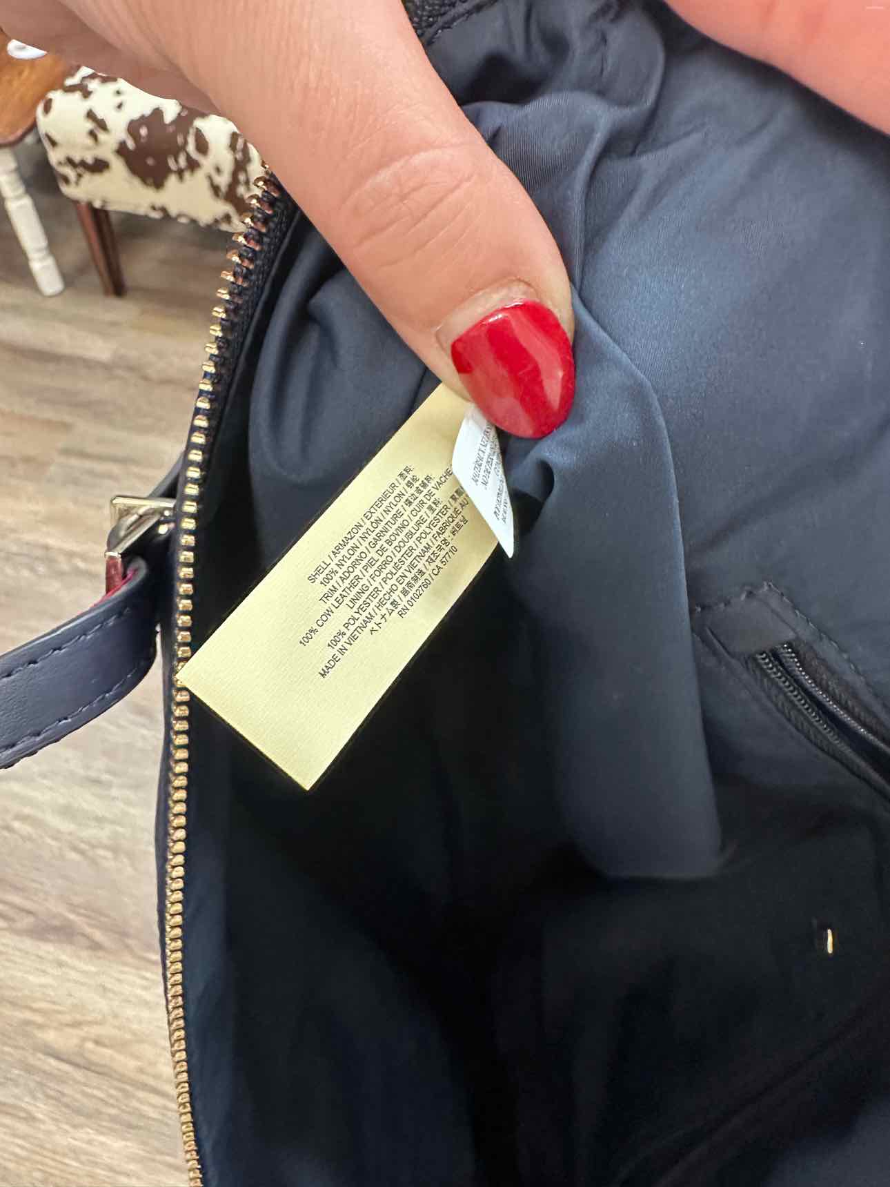 Kate Spade Watson Lane Varsity Stripe Maya Nylon Tote Navy Handbags