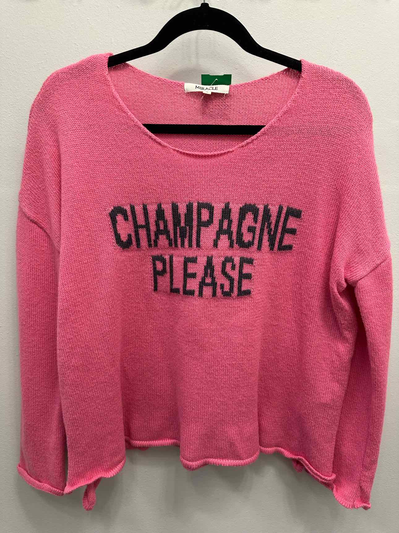 Miracle Champagne Please Knit Long Sleeve Size Small Hot Pink Sweater