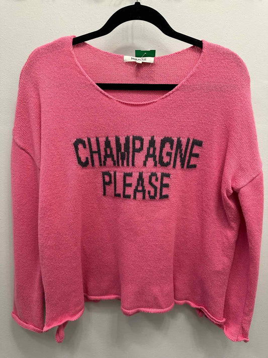 Miracle Champagne Please Knit Long Sleeve Size Small Hot Pink Sweater