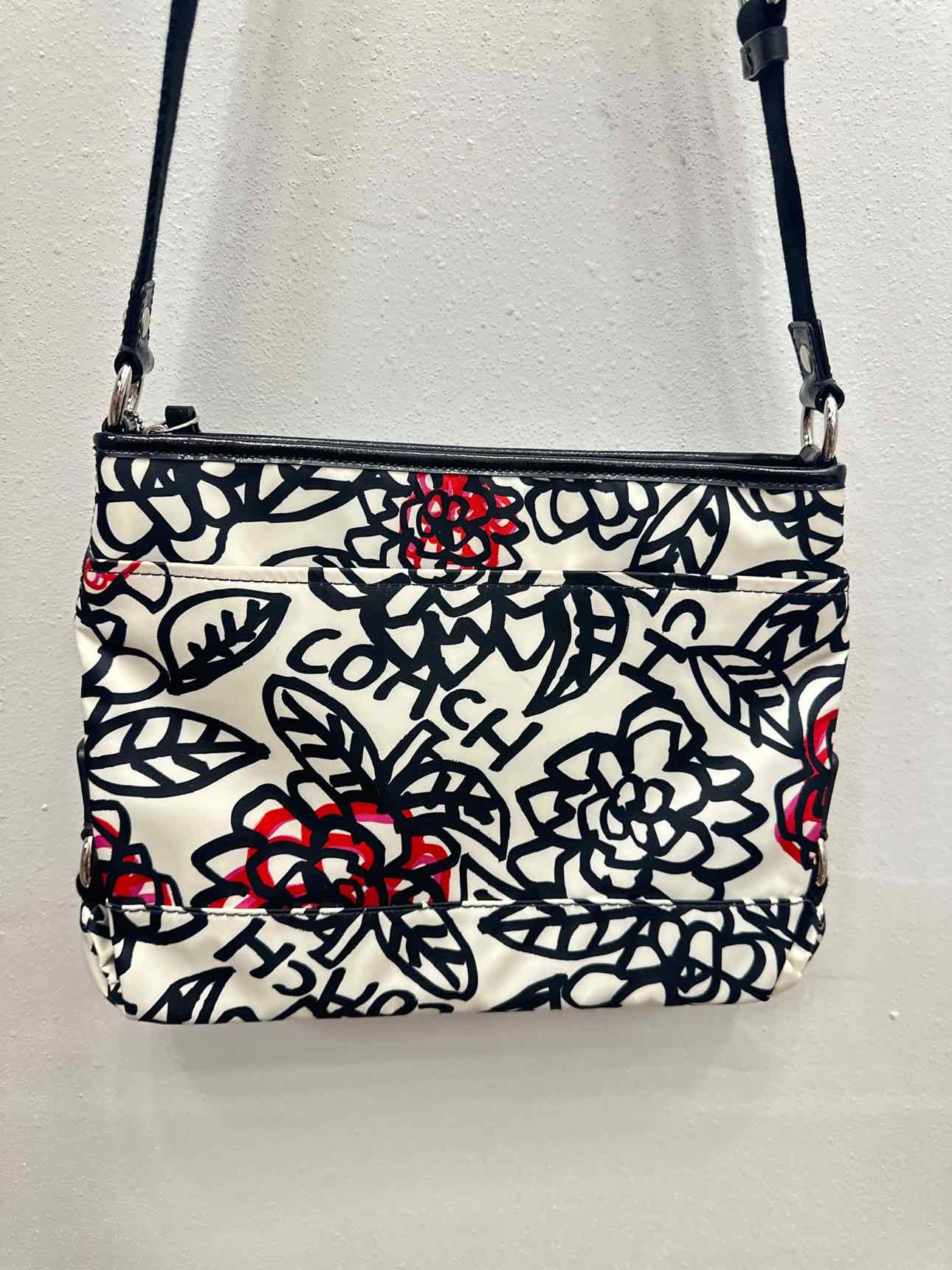 Coach Poppy Graffiti Kyra Messenger Black White Pink Handbag