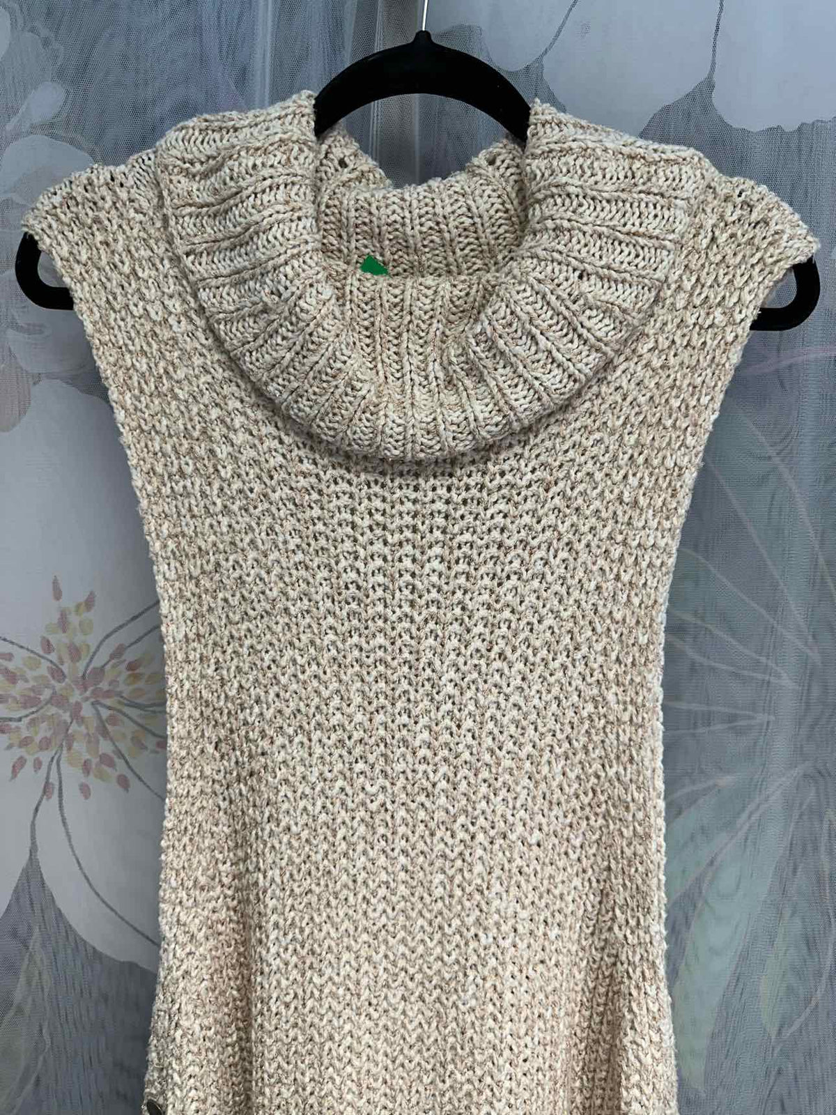 Free People Woven Chunky Cowl Sleeveless Button Snap Hem Heavy Medium Tan Dress