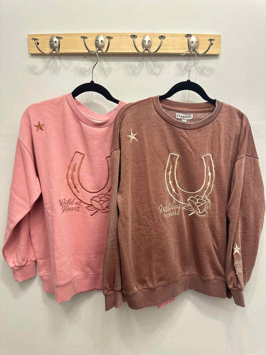 Wild At Heart Country Rodeo Horseshoe Pullover Sweatshirt