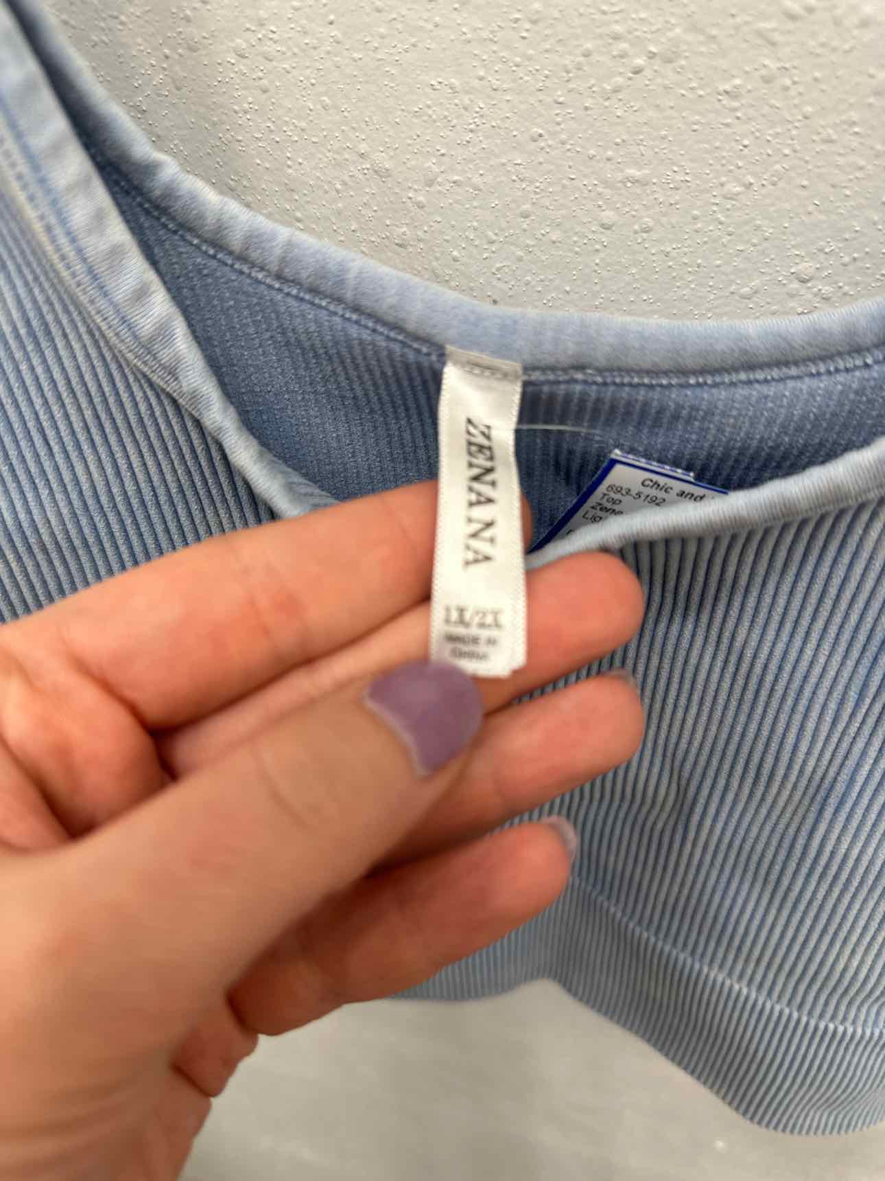 Zenana Size 1X/2X Light Blue Crop Top
