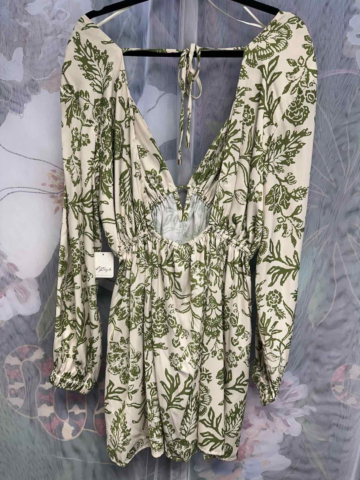 Free People Size Large Green/White Dress