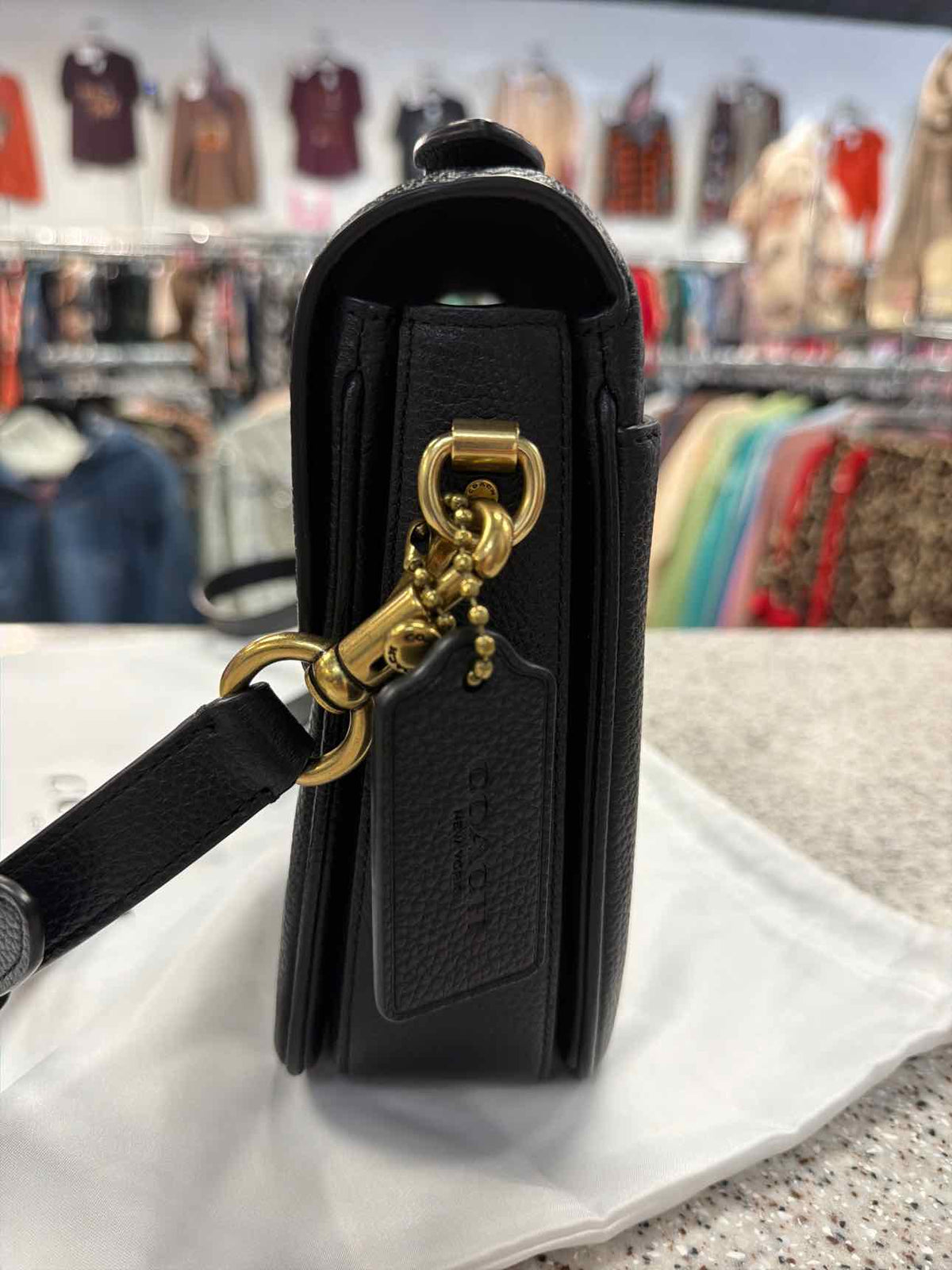 Coach Cassie Crossbody Black Pebble Leather Crossbody Handbag