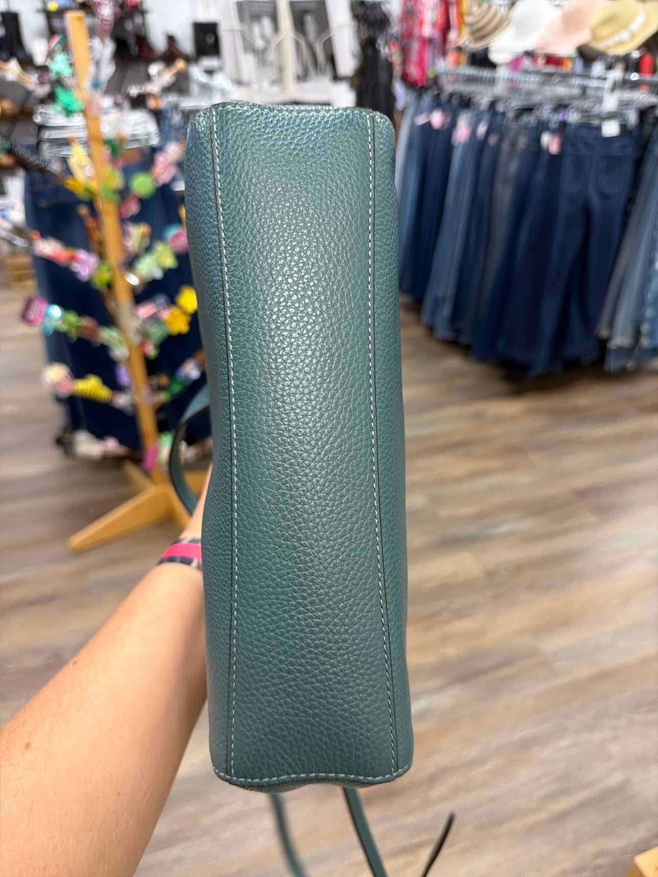 Coach 'Kelsey' Teal pebble leather crossbody satchel Handbags