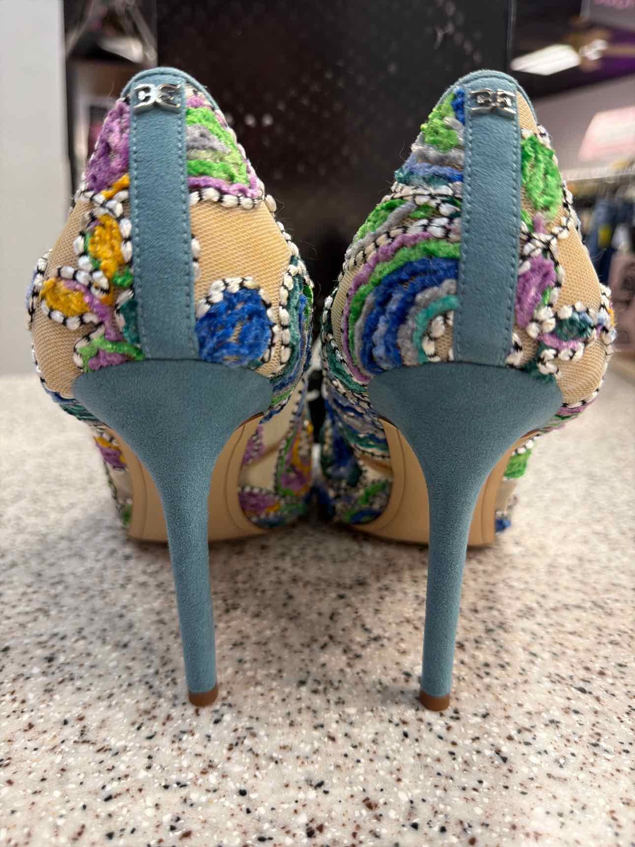 Sam Edelman NEW Hazel Pointed Toe Stiletto Pumps Embroiderd size 10 Blue Teal