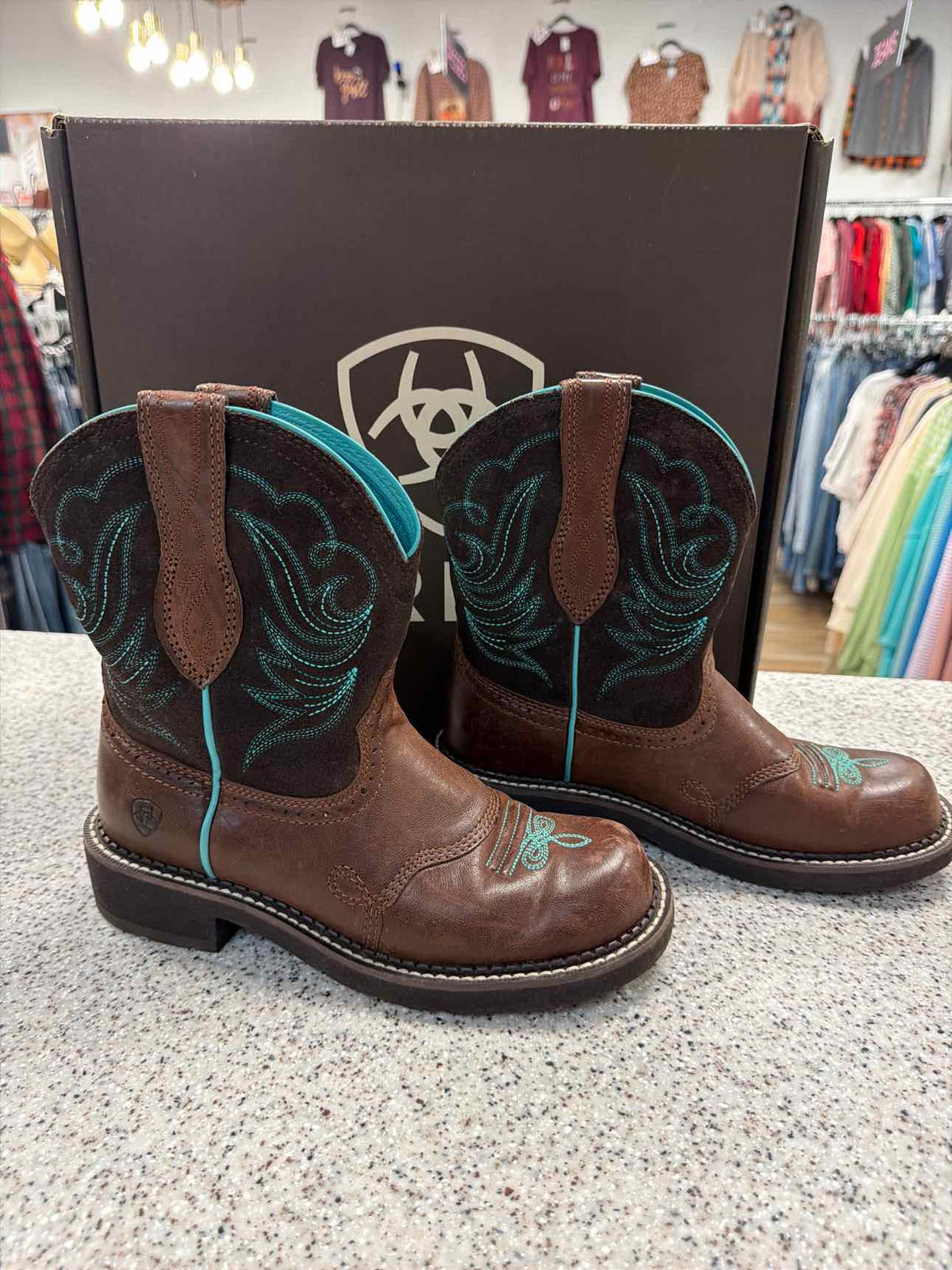 Ariat Women's Fatbaby Heritage Dapper Western Brown Leather Boots Size 7 1/2