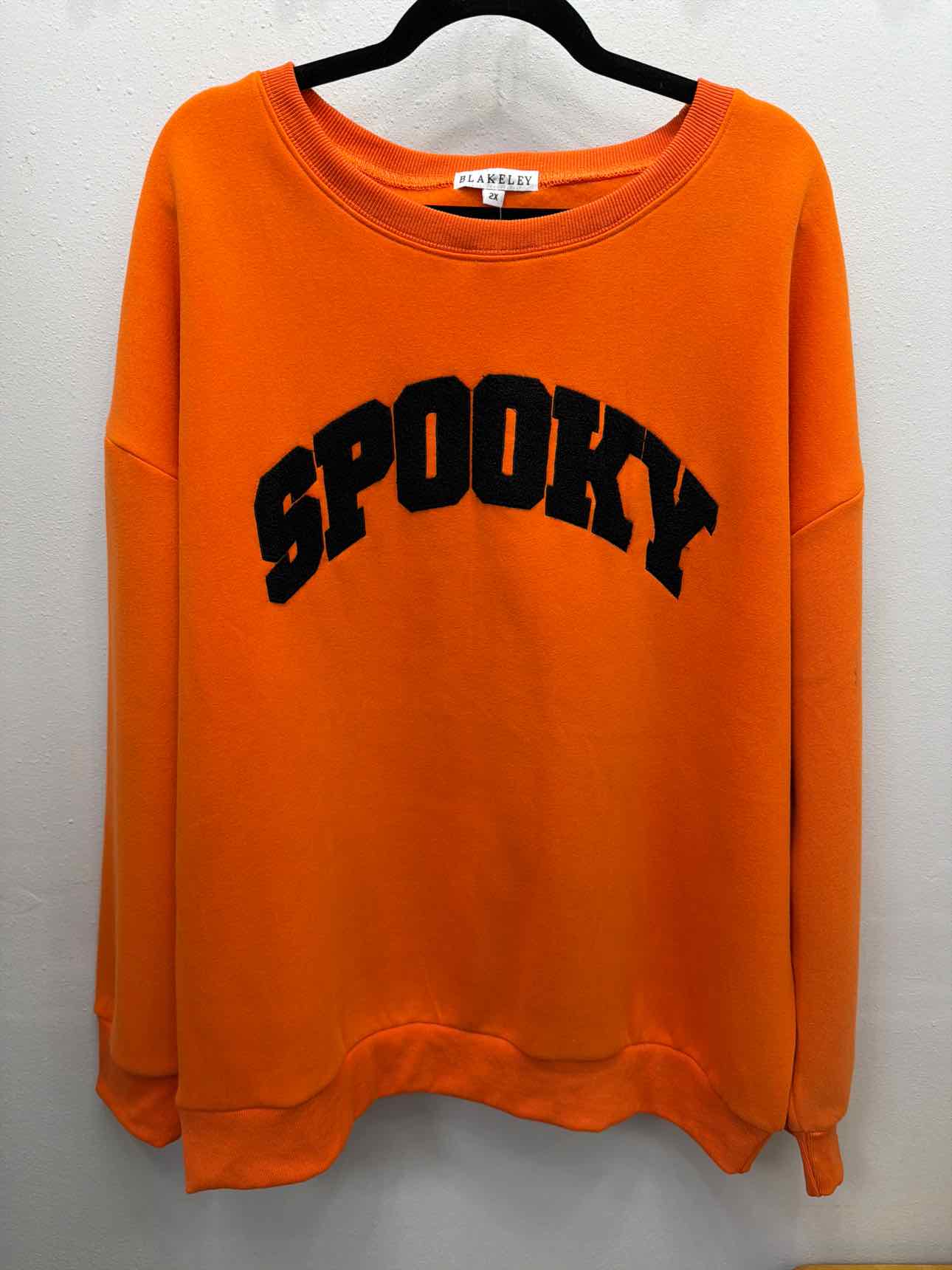 Spooky Sherpa Letter Orange and Black Halloween Sweat Shirt by Blakeley Size 2X