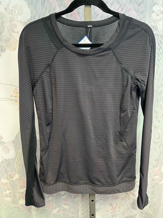 Lululemon Small Black 'Swiftly Tech' striped long sleeve top lightweight, mesh back