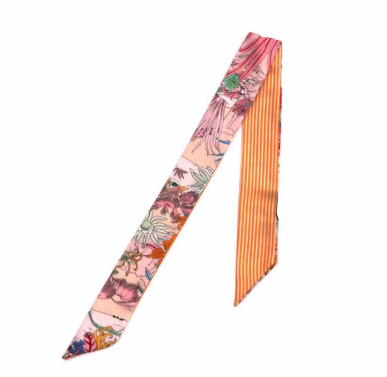 Silk-feel Floral Twilly Scarf