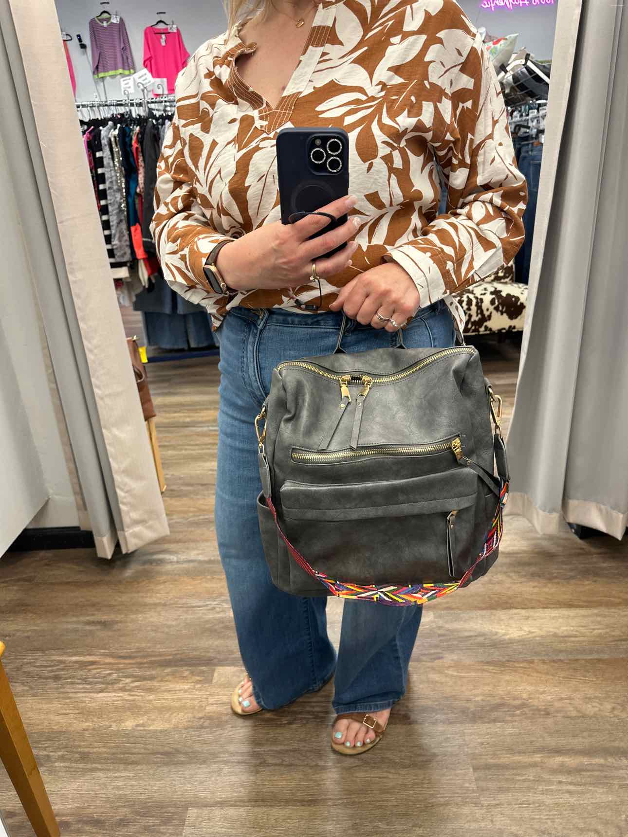 Julia Rose Size Medium Gray BackPack