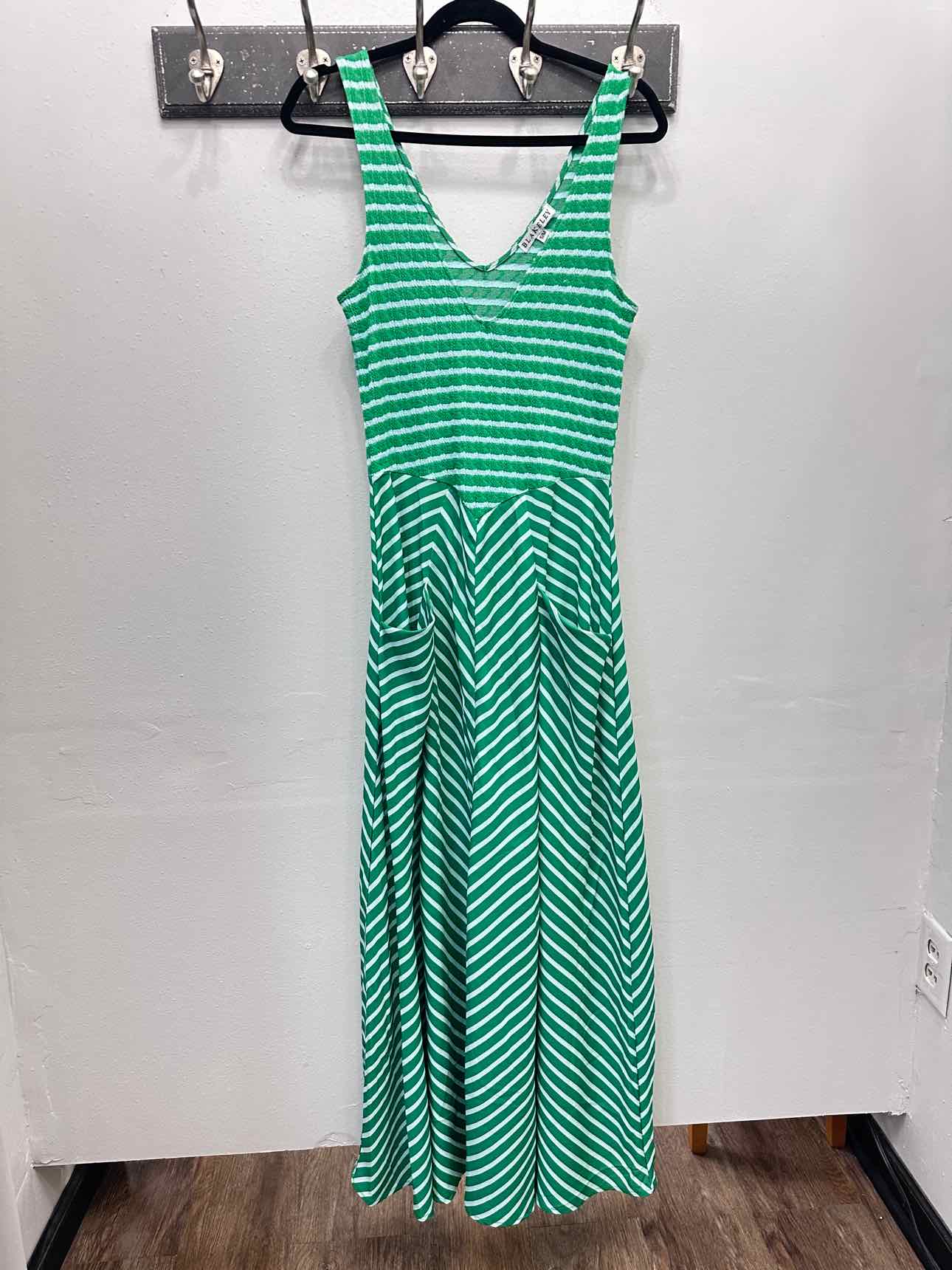 Blakeley Luciana Stripe Maxi Sleeveless Dress with Pockets