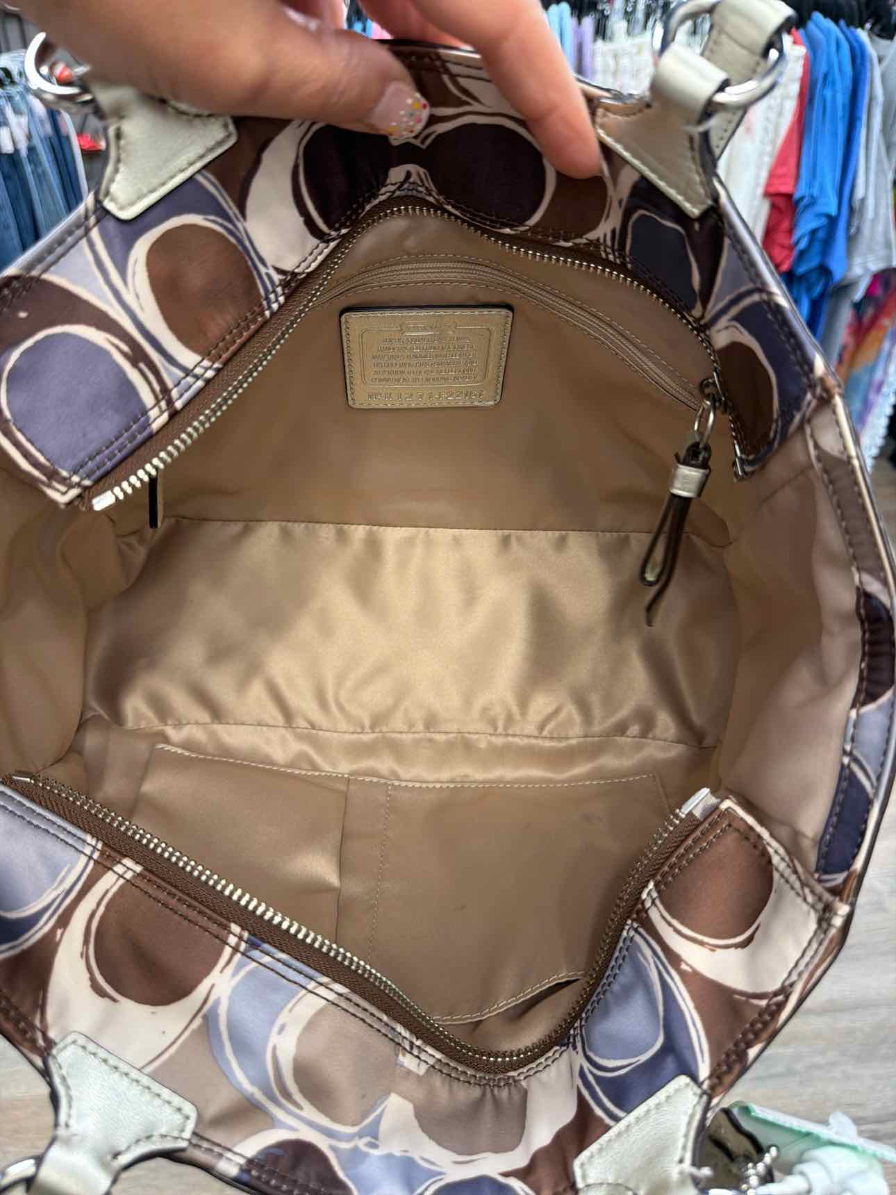 Coach Signature Gallery Scarf Print Satin Tote Shoulder Bag Handbags