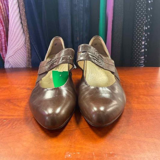 Kumfs Ziera Mary Jane Dark Brown Leather Shoes Size 11