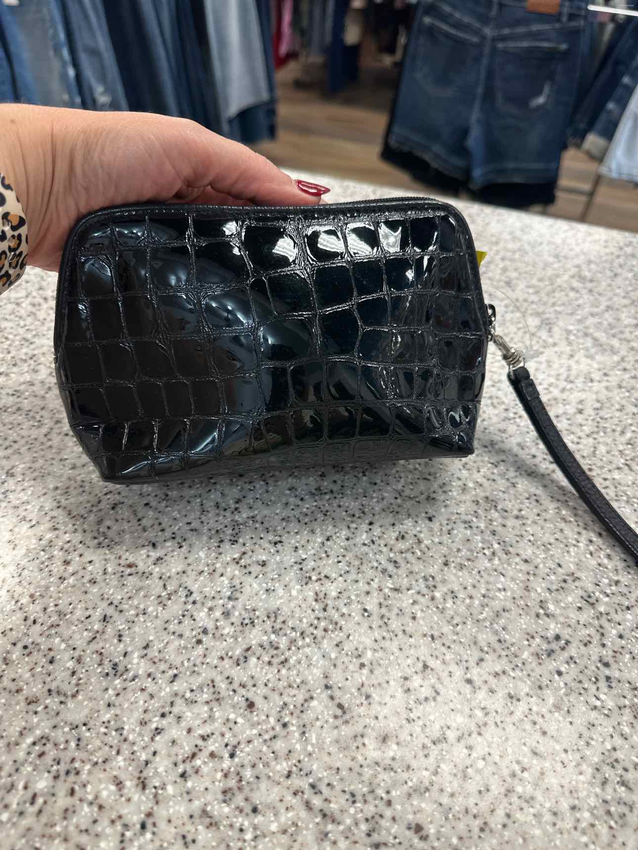 Brighton Small Black Patent Leather Crocodile Clutch Handbags