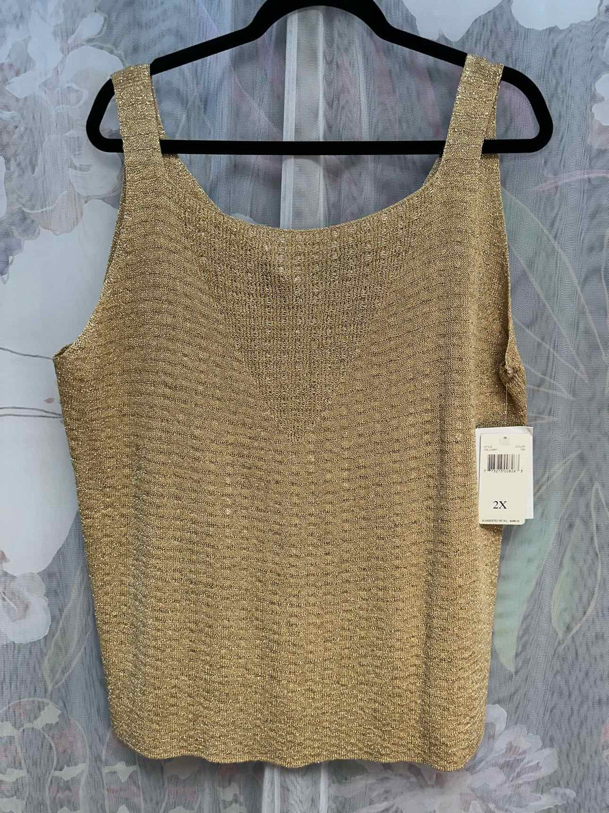 Dana Buchman NEW NWT Linen Blend Shimmer Knit Tank Size 2X GOLD Top