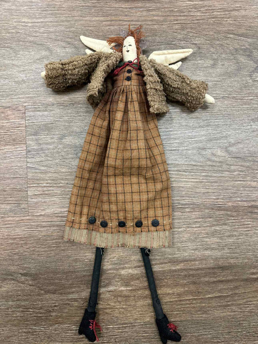 Primitive Country Folk Art Cloth Size 20" Brown Home Decor