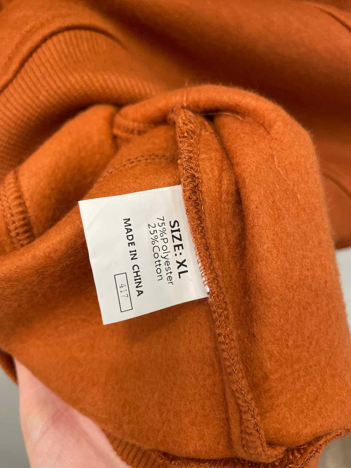 Size XL Burnt Orange Hooded Half Zip Kangaroo Pocket Pullover Crop Sweat Shirt