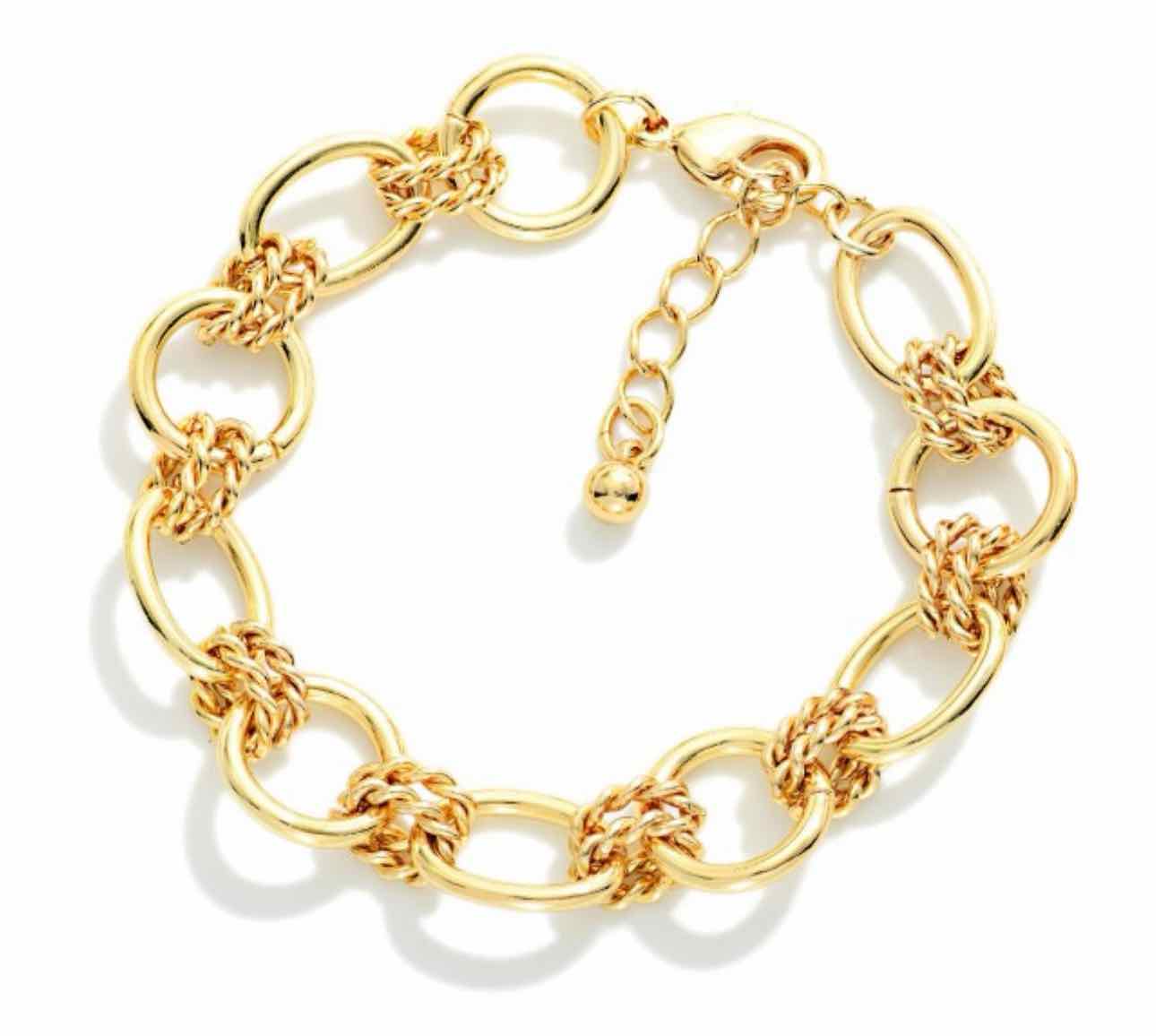 Chain Link Twisted Metal Layered Links Gold-Tone Bracelet